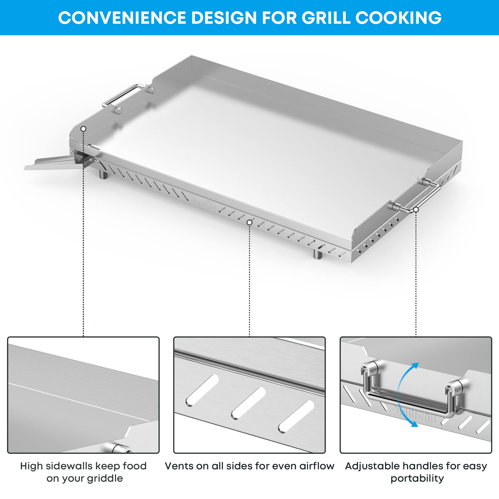 Stanbroil Stainless Steel Flat Top Griddle for Camp Chef 4 Burner Grills - Replacement for FTG600P, FTG900PG - 28