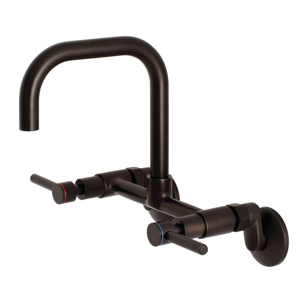 Kingston Brass Concord 8-Inch Adjustable Center Wall Mount Kitchen Faucet - Modern Pull-Down Sprayer for Farmhouse & Commercial Style Kitchens