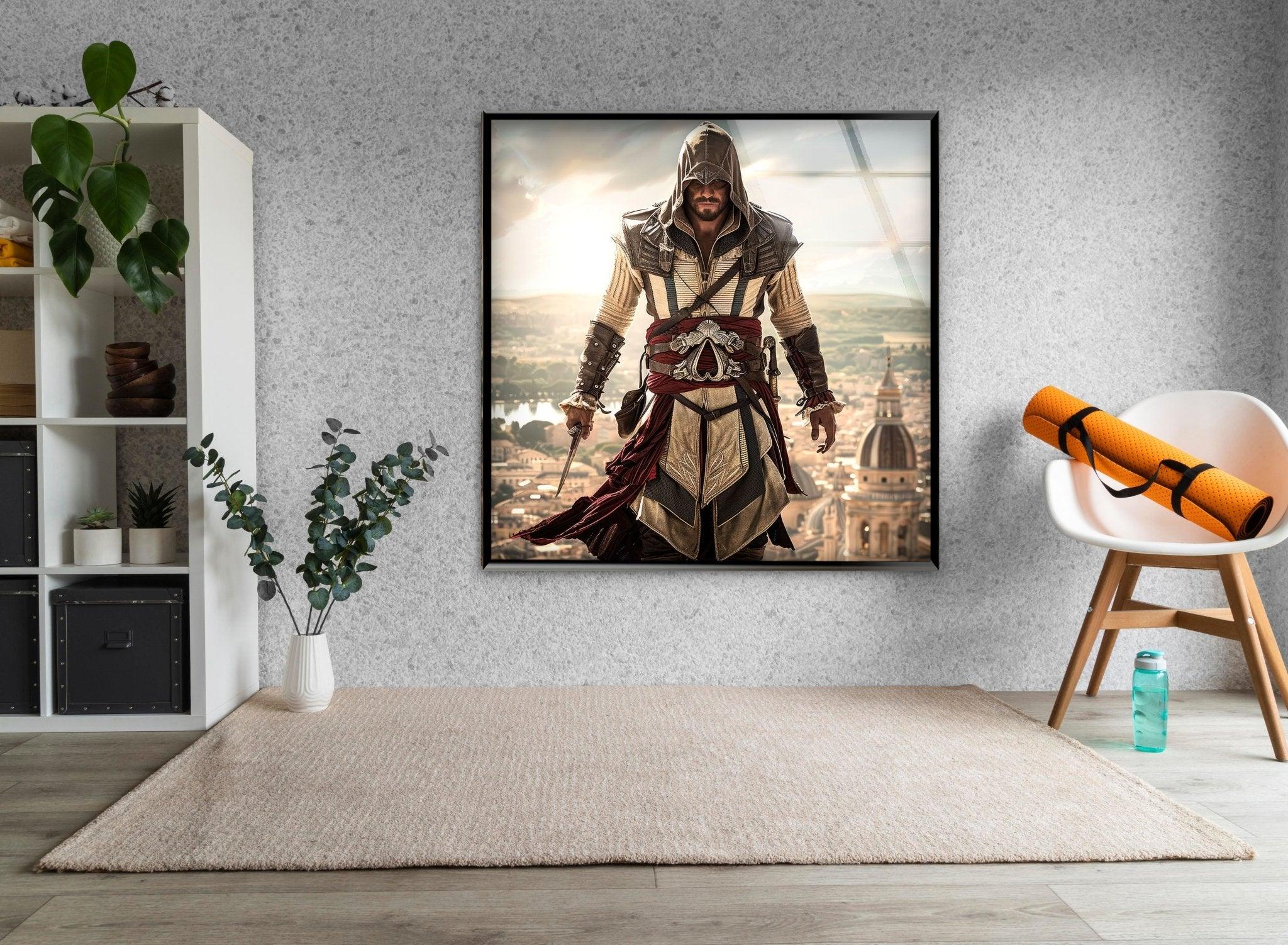 Assassin's Creed Movie Inspired Glass Wall Art Decor - Premium Tempered Glass Print for Home, Office, or Gaming Room - Perfect for Fans of Video Game and Action Movie Collectibles