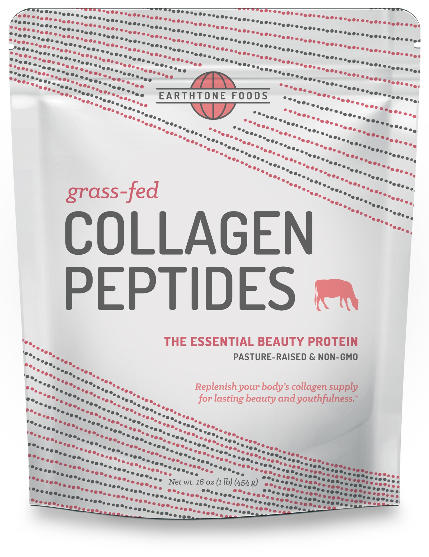 EARTHTONE Collagen Peptides Powder | Hydrolyzed Grass-Fed Protein Supplement, Non-GMO, Paleo-Friendly, 16 oz - Supports Skin, Hair & Joint Health for Active Lifestyles