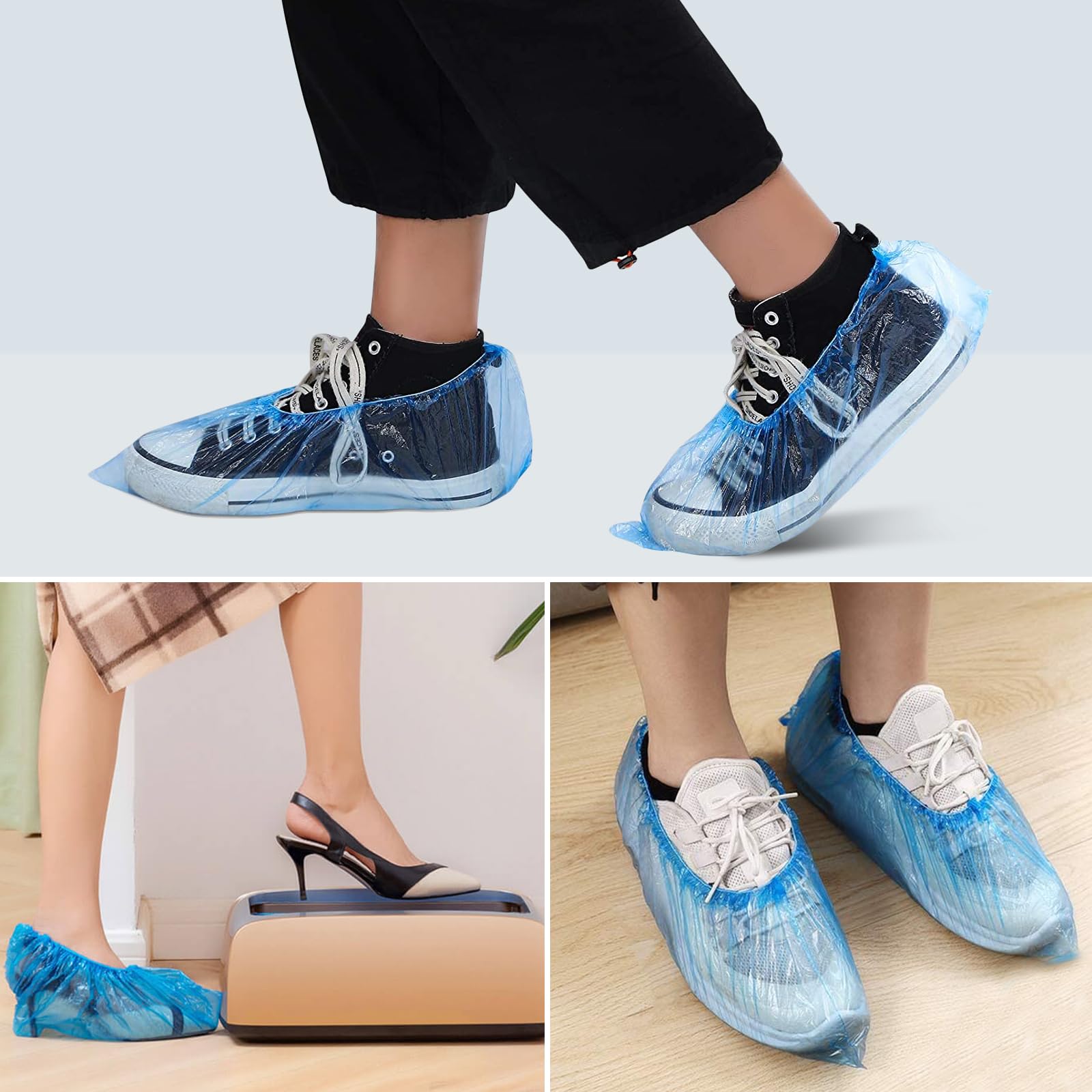 Automatic Shoe Cover Dispenser Machine with 200 Disposable Shoe Covers - Waterproof & Dustproof Boot Covers for Medical, Home, Office & Retail Use - Silver (Ideal for Hospitals, Clinics, Clean Rooms & Industrial Areas)