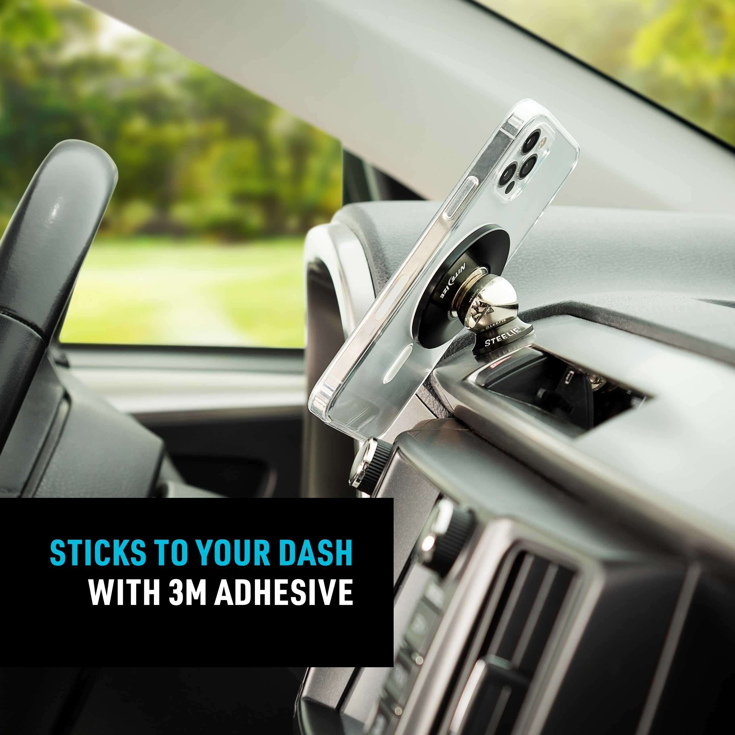 Nite Ize Steelie Orbiter Plus Magnetic Car Phone Mount - Strong Neodymium Magnets for Dashboard & Windshield - Universal Smartphone Holder for iPhone, Samsung - Perfect for GPS Navigation & Hands-Free Driving