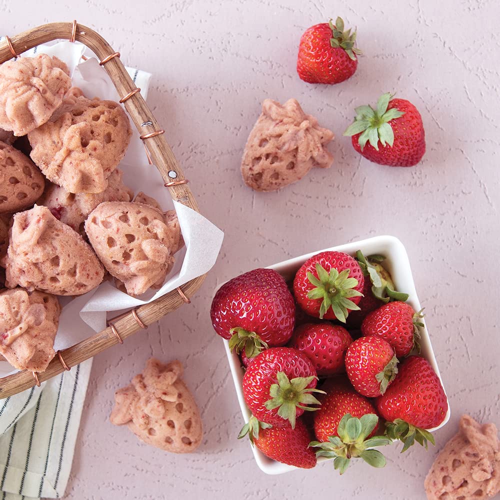 Nordic Ware Strawberry Patch Bites Pan - Non-Stick Mini Cake Pan for Baking Bite-Sized Treats, Perfect for Strawberry Shortcakes, Cupcakes & Party Desserts