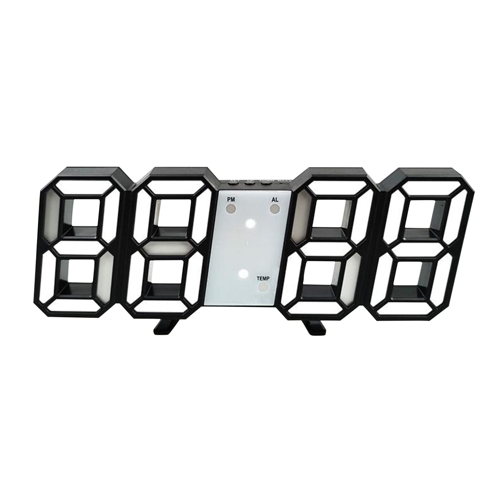 Adjustable Brightness LED Digital Desk Clock with Time, Date & Temperature Display - 8.5