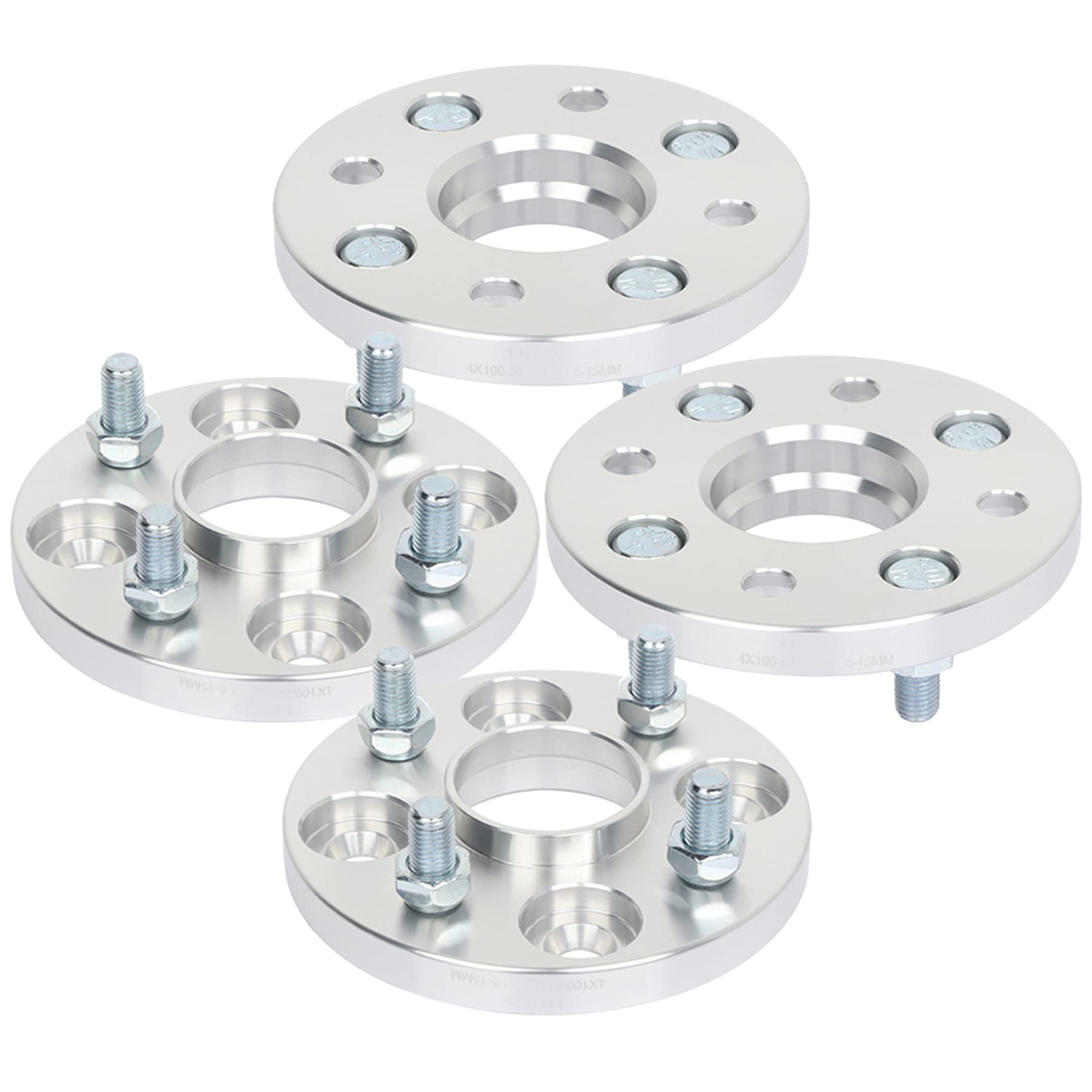 SCITOO 4Pcs 15mm Wheel Spacers 4x100 Bolt Pattern 54.1mm Hub Bore 12x1.5 Studs - Compatible with Ford Escort, Toyota Corolla, Celica, Echo, MR2, MR2 Spyder, Prius C, Tercel - Perfect for Enhanced Stance & Performance Upgrades