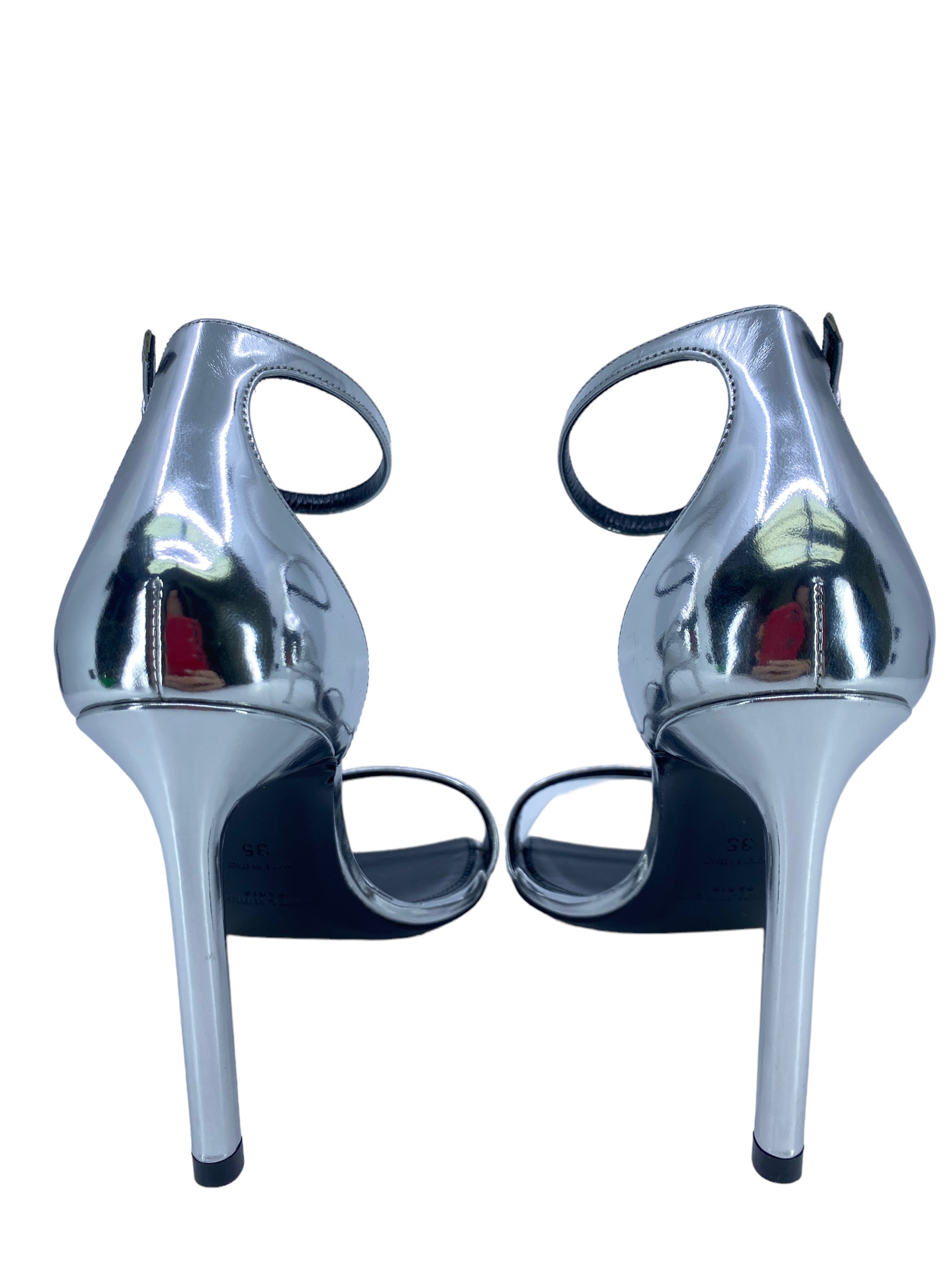 Saint Laurent Silver Open Toe Sandals for Women Size 5 - Luxury High Heel Dress Sandals for Parties, Weddings & Evening Events