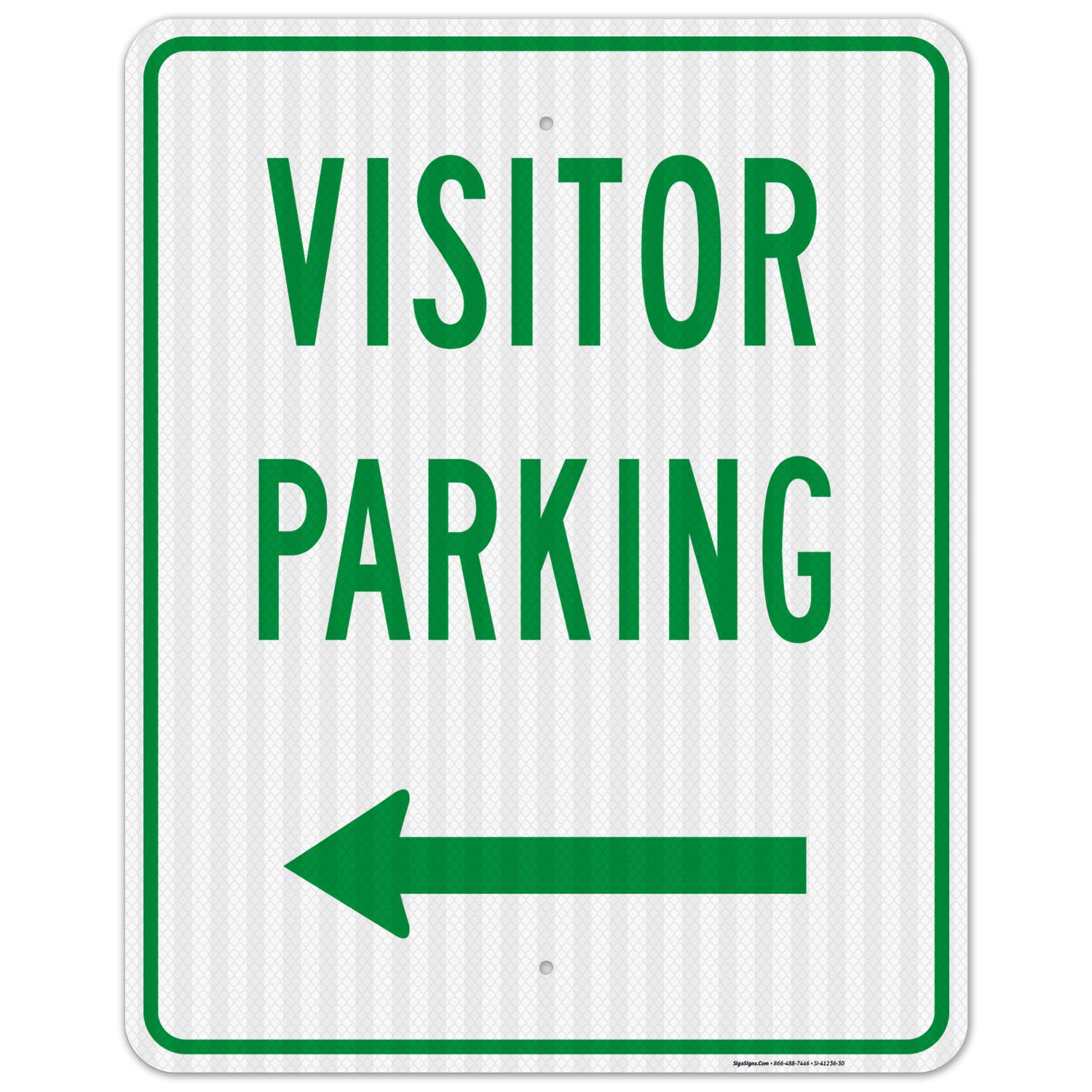 Left Side Visitor Parking Green Sign - 24x30 Inches, 3M EGP Reflective .080 Aluminum - Fade Resistant & Easy Mounting - Indoor/Outdoor Use - Made in USA - Perfect for Office Buildings, Schools & Parking Lots