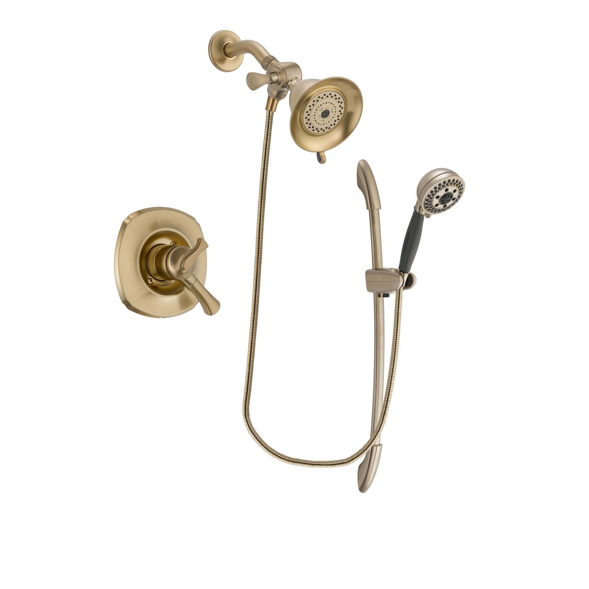 Delta Addison Champagne Bronze Dual Control Shower Faucet System - Water Efficient Shower Head & 5-Spray Handshower with Slide Bar - Includes Rough-in Valve DSP3338V - Perfect for Modern Bathroom Renovations & Spa-Like Shower Experience
