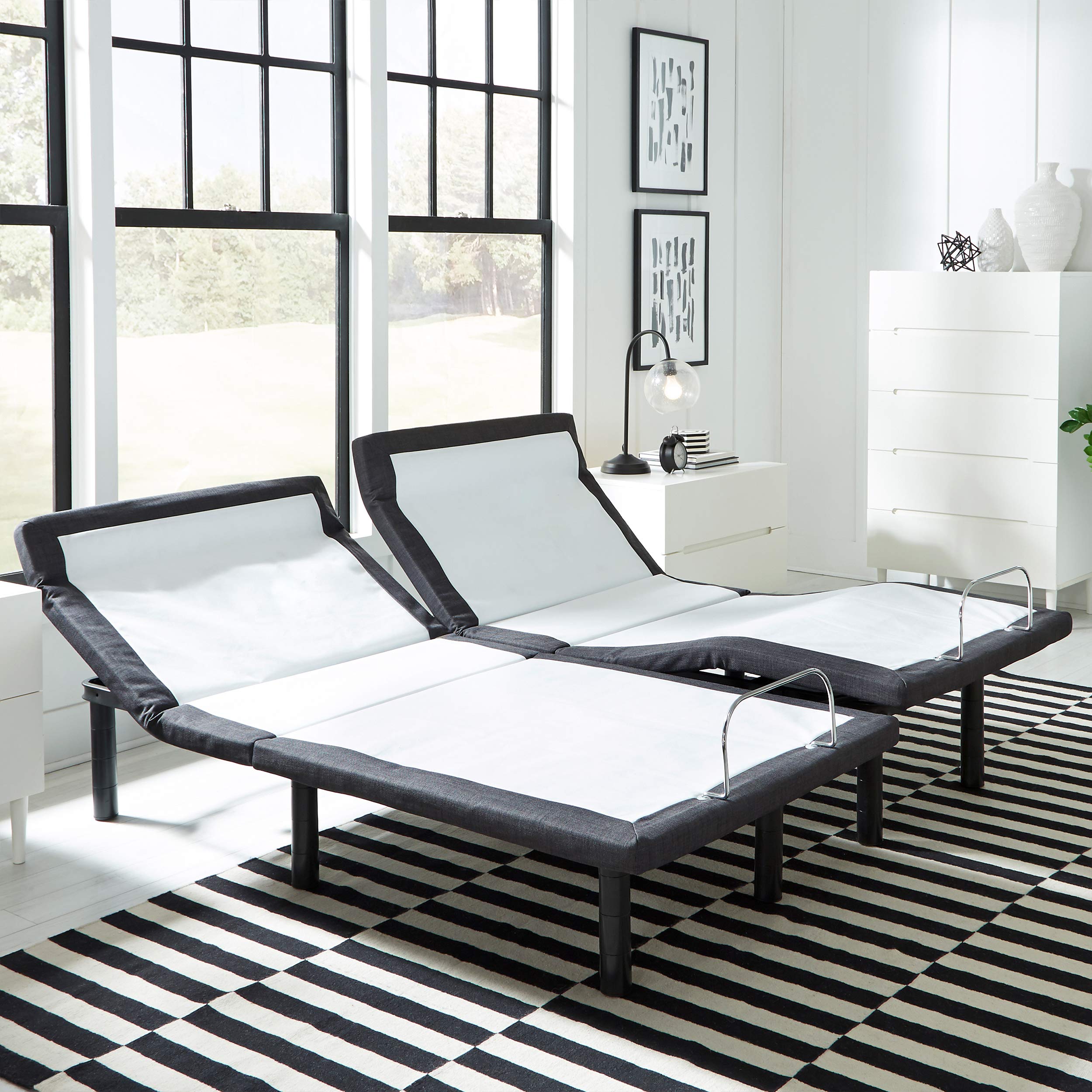 Blissful Nights Split King e5 Adjustable Bed Frame with Head Tilt & Massage - Zero Clearance Design for Storage Bases, Anti-Snore, Zero Gravity, USB Charging & Nightlight - Perfect for Couples with Different Sleep Preferences and Back Pain Relief