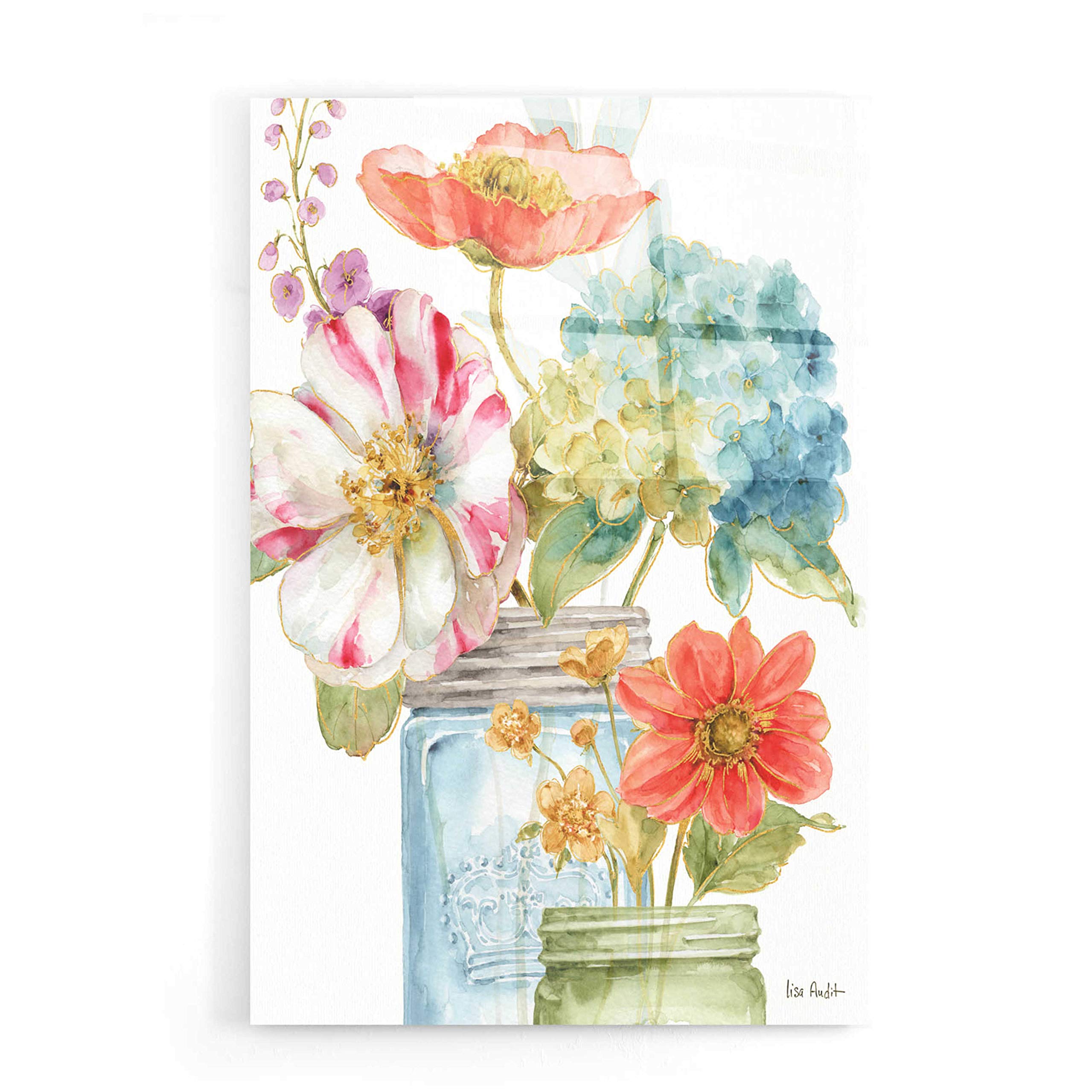 Lisa Audit 'Rainbow Seeds Flowers IX v2' Acrylic Glass Wall Art - 16x24 Inches Modern Abstract Floral Painting - Perfect for Living Room, Bedroom & Office Decor