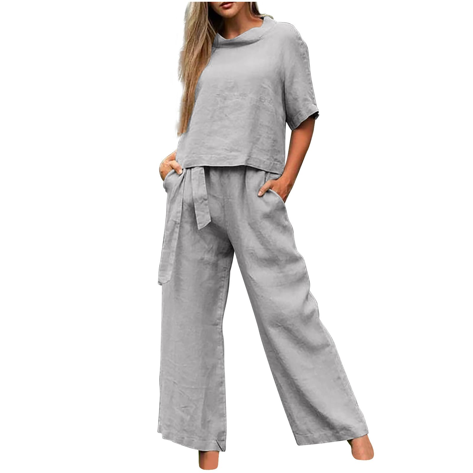 2-Piece Women's Summer Outfits - Linen Shorts & Dress Beach Vacation Sets | Casual Beachwear, Bridal Getaway, Tropical Holiday Outfits for Women | Perfect for Seaside Vacations, Resort Wear & Summer Getaways