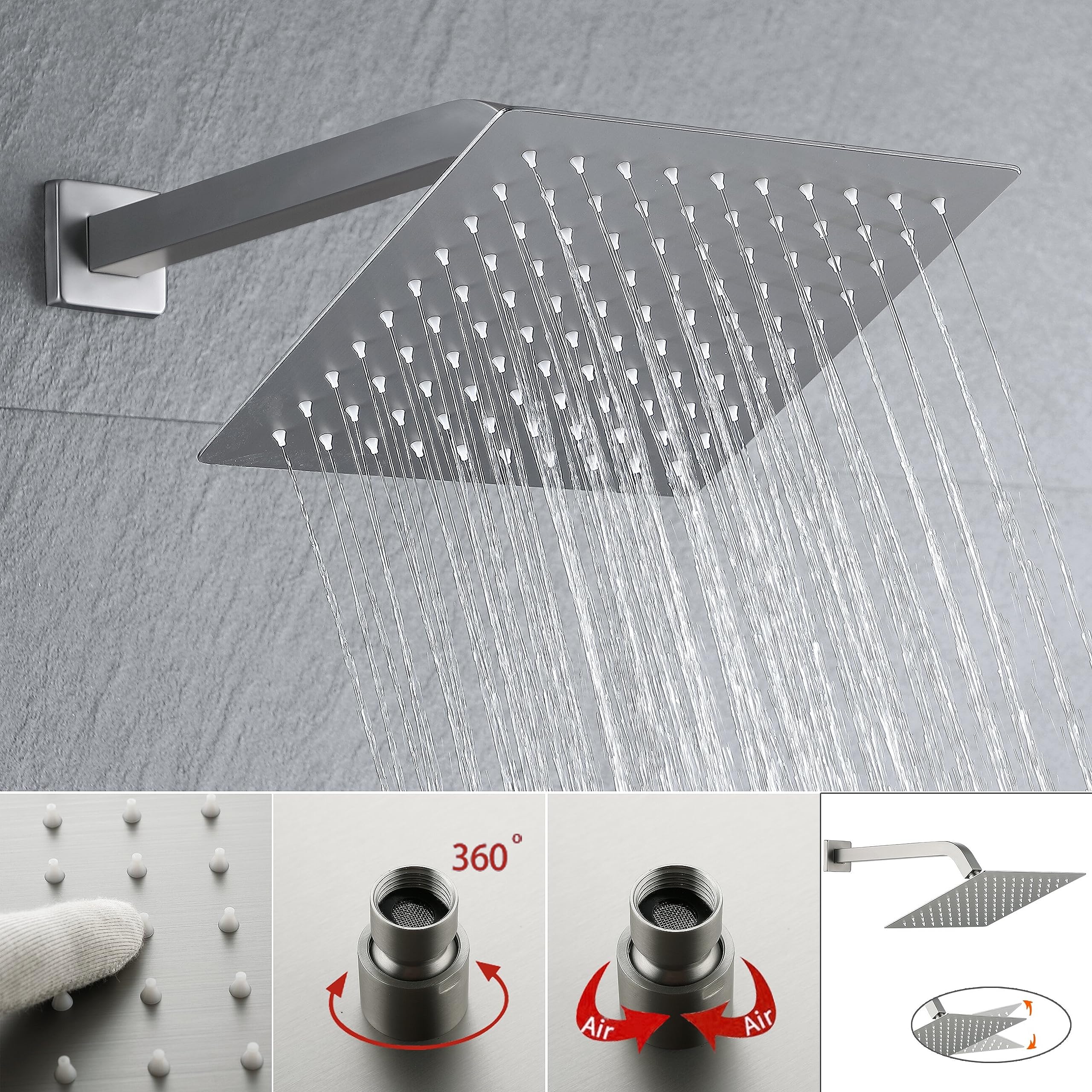 Brushed Nickel 10-Inch Shower Faucet Set with Handheld Spray & Waterfall Spout - Luxury Bathroom Fixture for Bathtub and Shower Combo | Perfect for Spa-Like Experience and Modern Home Renovation