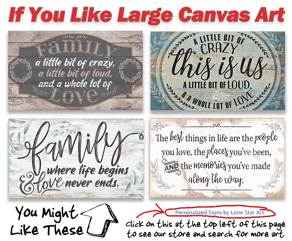 Rustic Wood Style 24x48 Stretched Canvas Wall Art - Farmhouse Family Prayer Home Decor with Bible Verse, Large Housewarming Gift for Living Room, Bedroom or Office