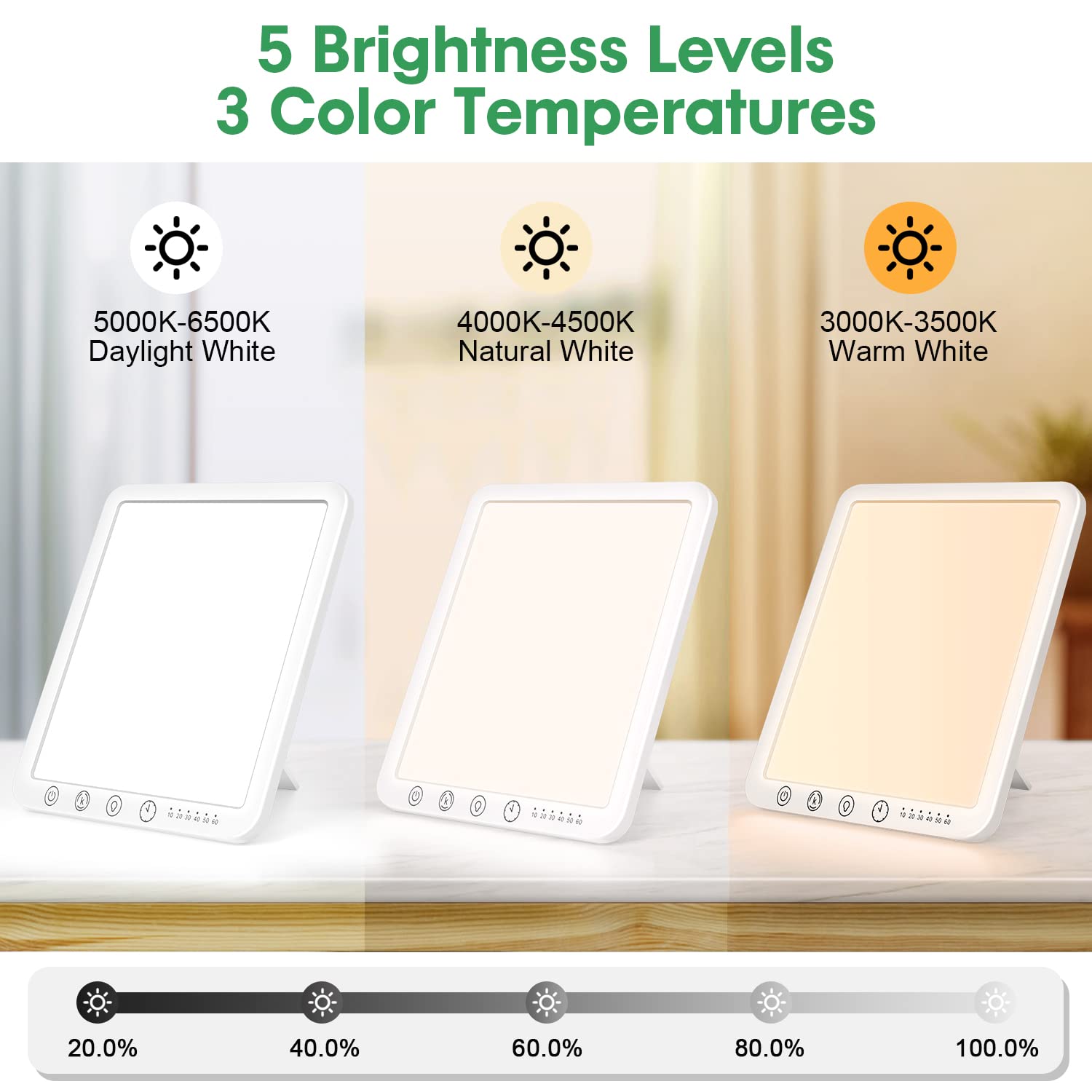 15000 Lux Light Therapy Lamp - 3 Color Temperatures, 5 Brightness Levels with Timer & Memory Function - Touch Control Sun Lamp with Rotatable Stand for Seasonal Depression, Sleep Improvement - Perfect for Home, Office & Travel Use