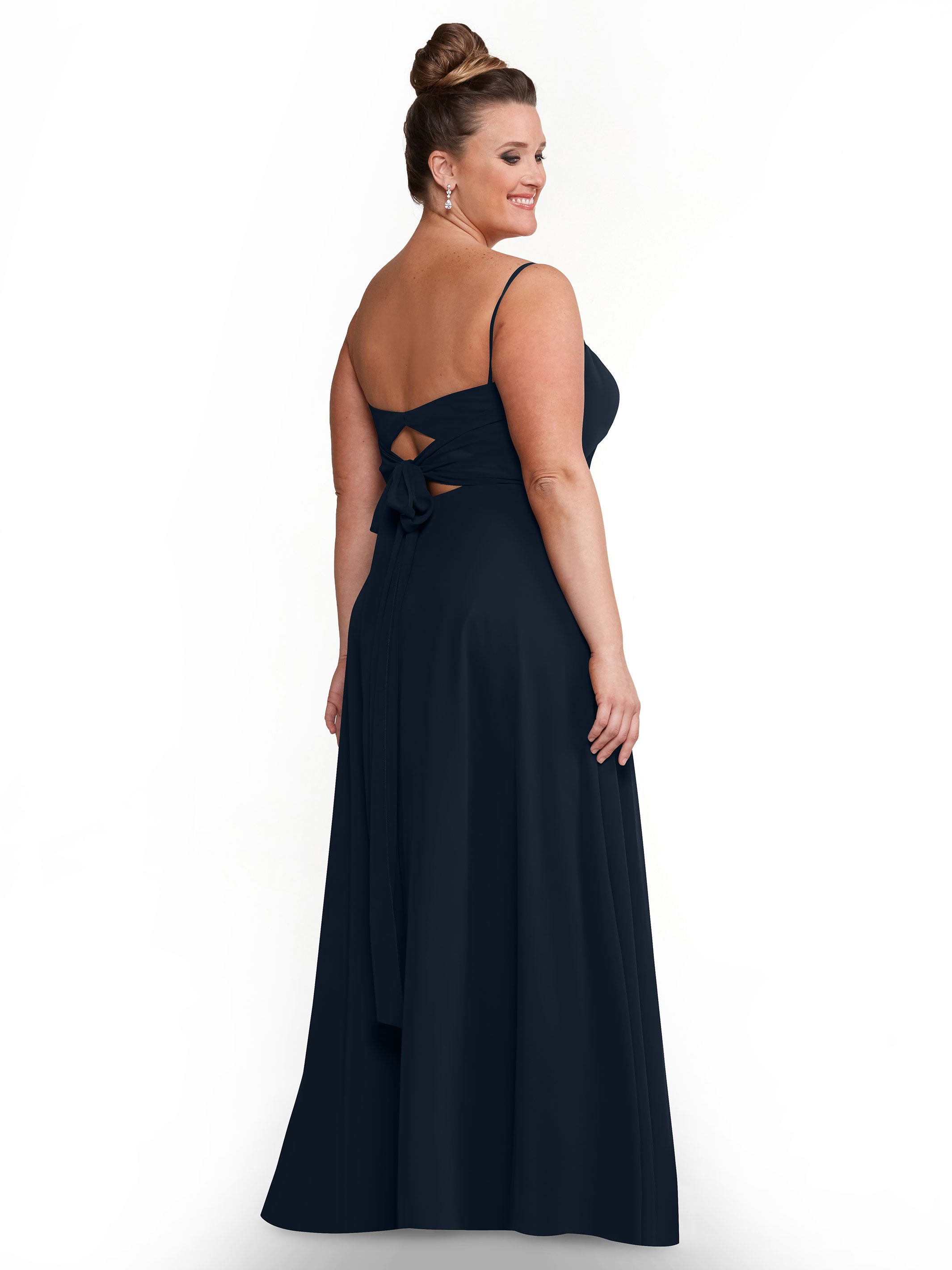 Elegant A-Line Bridesmaid Dress with Flowy Chiffon Skirt and Thigh Slit - Perfect for Weddings, Formal Events & Special Occasions
