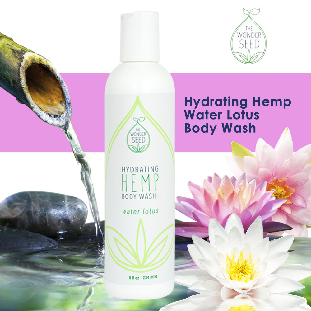 Organic Hemp Body Wash with Water Lotus Extract - 8 oz | Hydrating & Soothing for Dry Skin | Perfect for Daily Shower & Spa Relaxation
