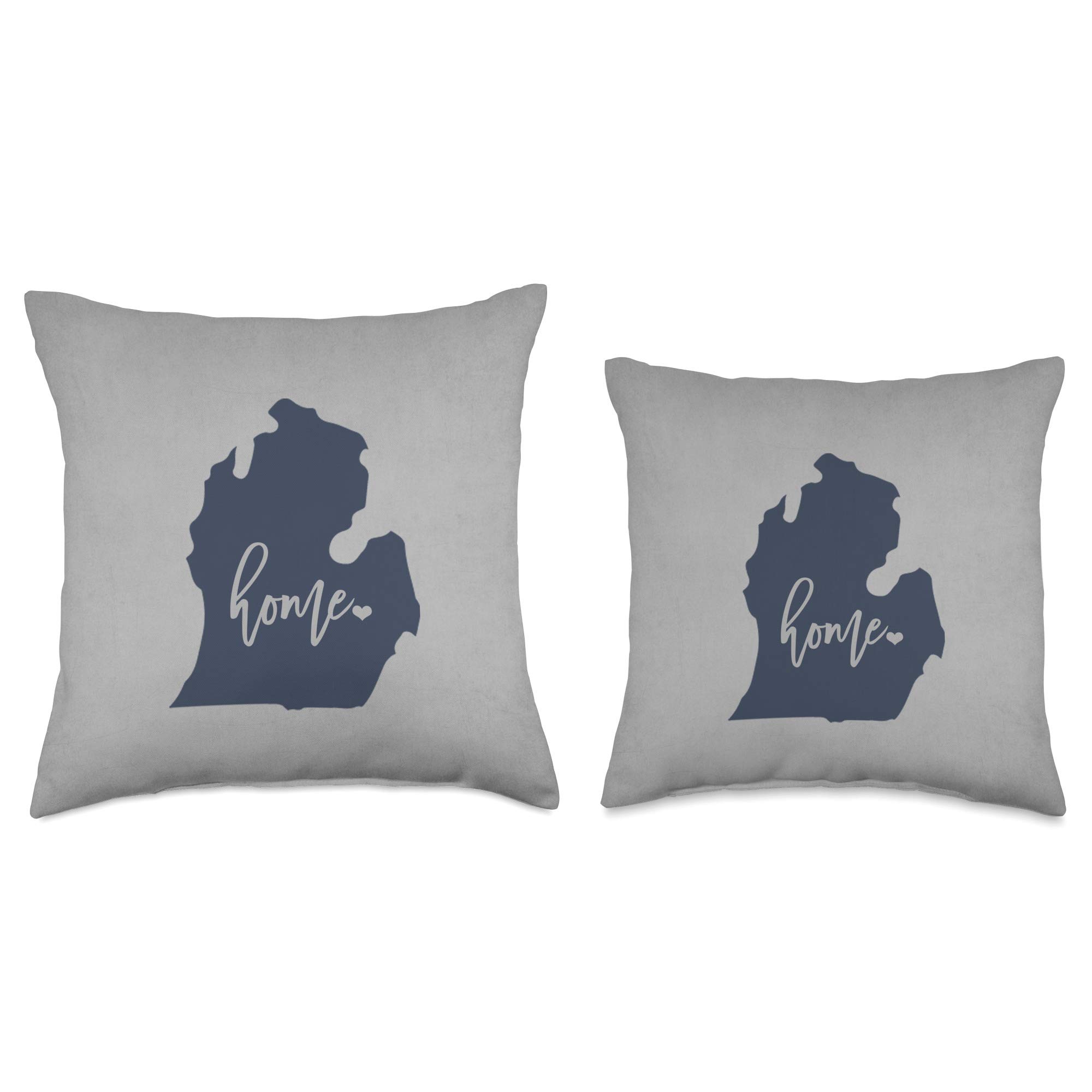 Michigan Home State Navy & Grey Throw Pillow - Soft Decorative Couch Pillow for Living Room, Bedroom, or Dorm Decor