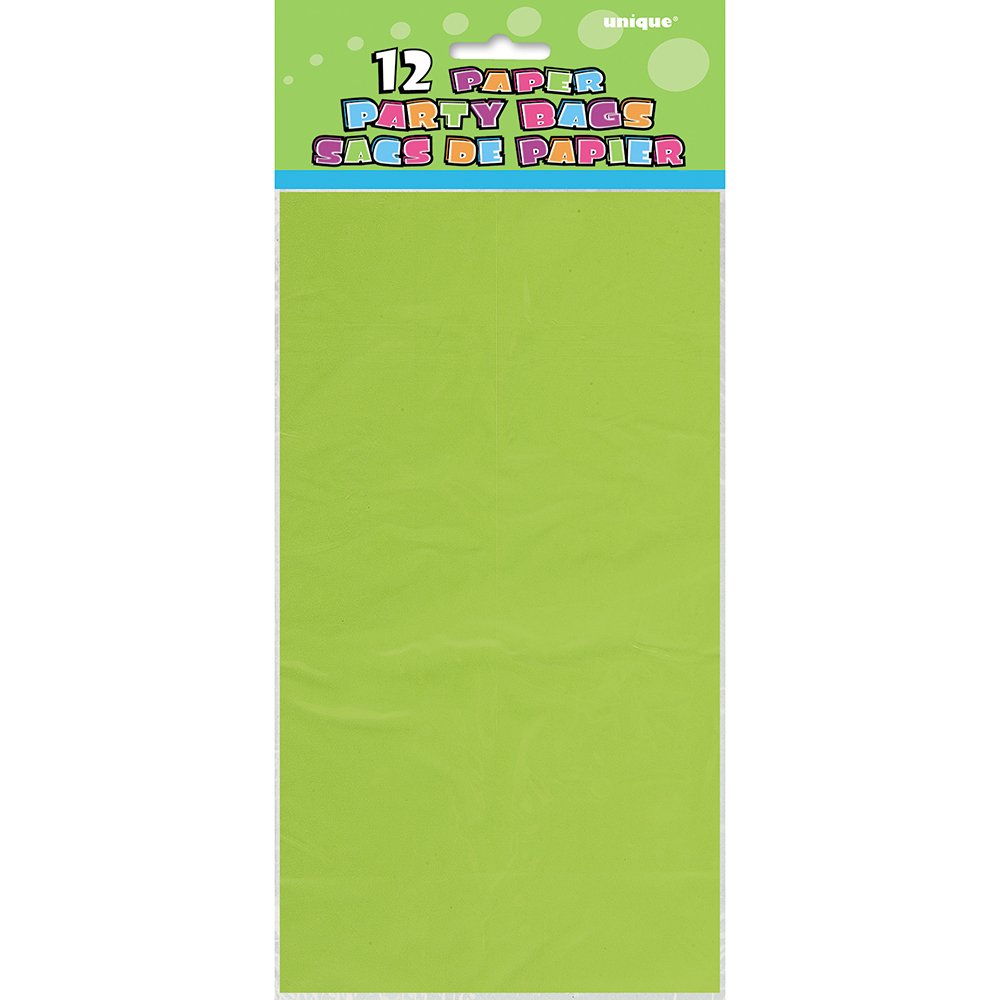 Vibrant Lime Green Party Favor Bags - 12 Pack Premium Quality Gift Bags for Birthdays, Baby Showers, Weddings & Celebrations - Perfect for Candy, Treats & Small Gifts