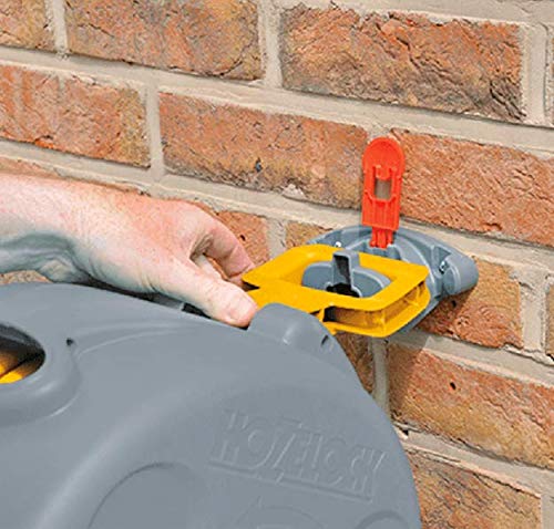 Hozelock 25M 2-in-1 Compact Garden Hose Reel - Portable & Wall Mountable Water Dispenser with Easy Rewind, Includes Spray Lance & Fittings for Lawn, Patio & Car Washing