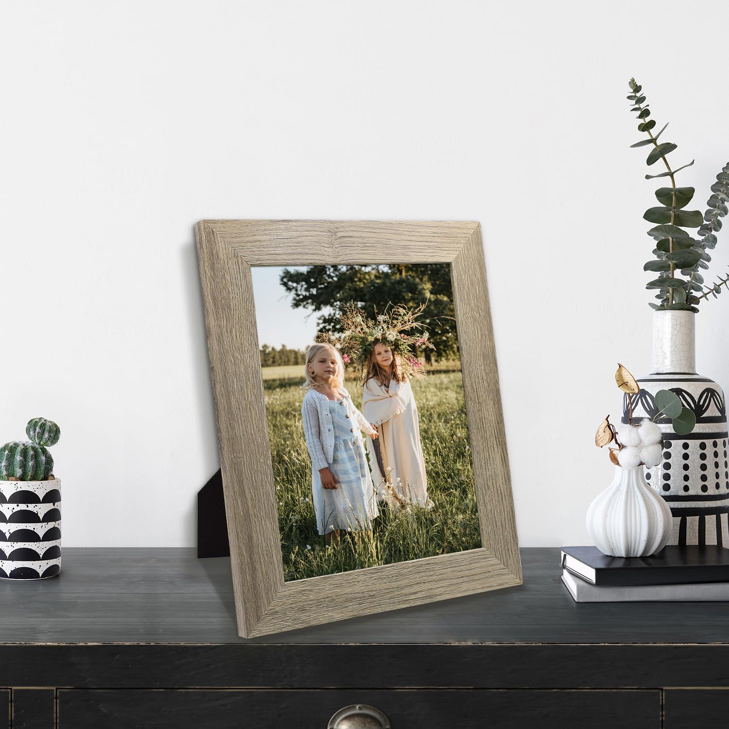 Golden State Art 8x10 Picture Frame - Country Wood Grain Style - Tabletop or Wall Display - Perfect for Photos, Gifts, Wedding Portraits & Home Decor (2 Pack, Beige) | Ideal for Living Room, Bedroom, Office & Gallery Wall Displays