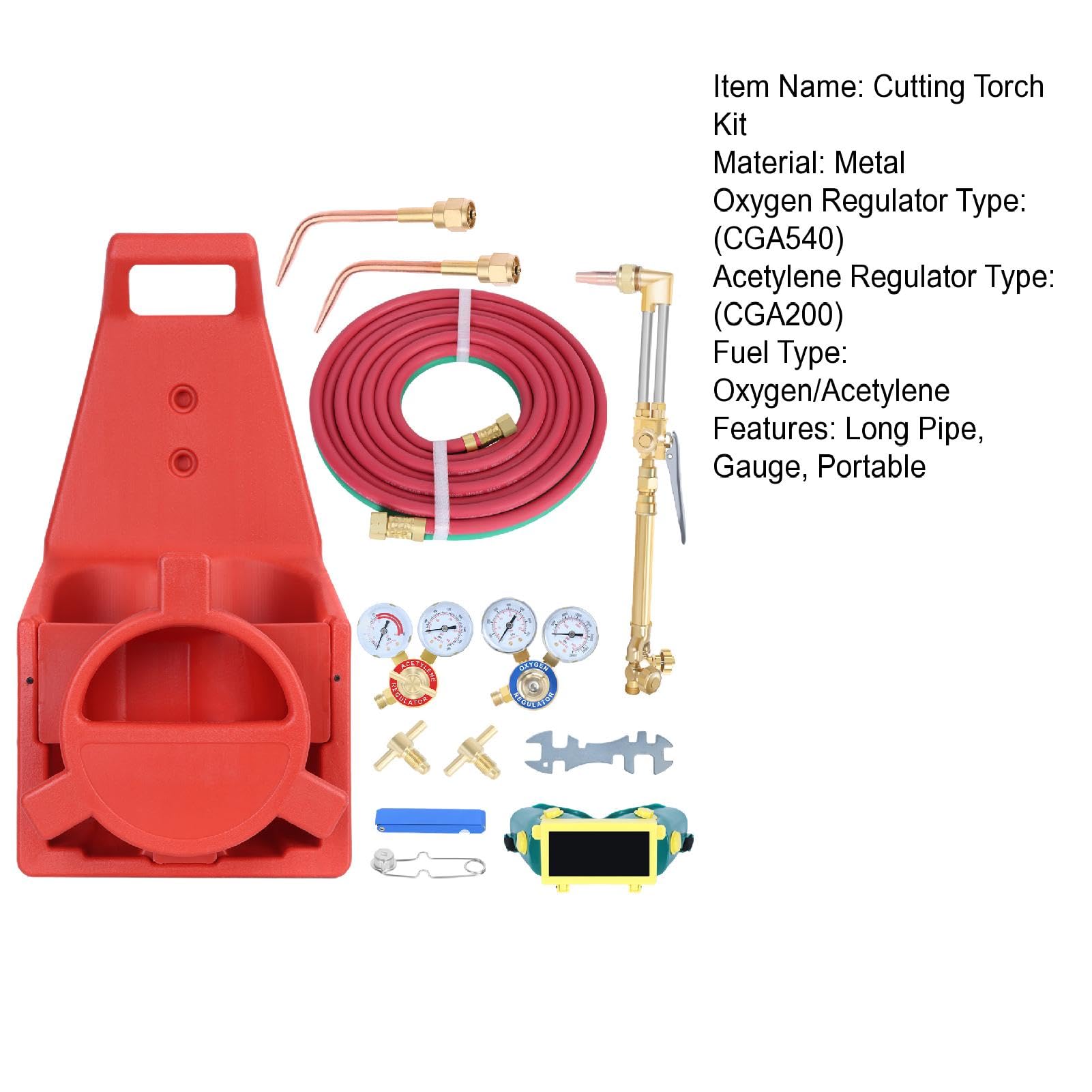 Oxy Acetylene Torch Kit - Professional Portable Oxyacetylene Welding & Cutting Torch Set with Pressure Gauge, Brass Nozzle & Pipe (Gas Cylinder Not Included) - Ideal for Metal Fabrication, HVAC Repair & DIY Welding Projects