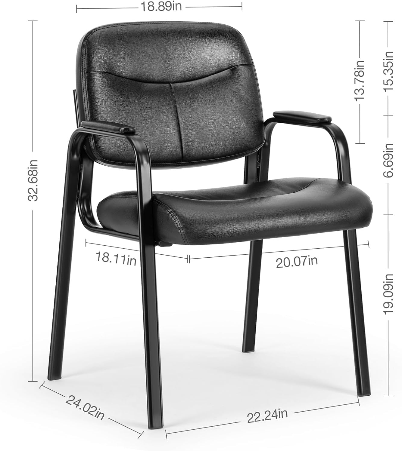 DUMOS 4-Piece Waiting Room Chairs Set with Padded Arms - Genuine Leather Office Guest Reception Chairs for Home, Desk, Conference, Lobby, Church, Medical Clinic - Ergonomic Lumbar Support for Elderly & Students - Perfect for Reception Areas, Doctor's Offices & School Waiting Rooms