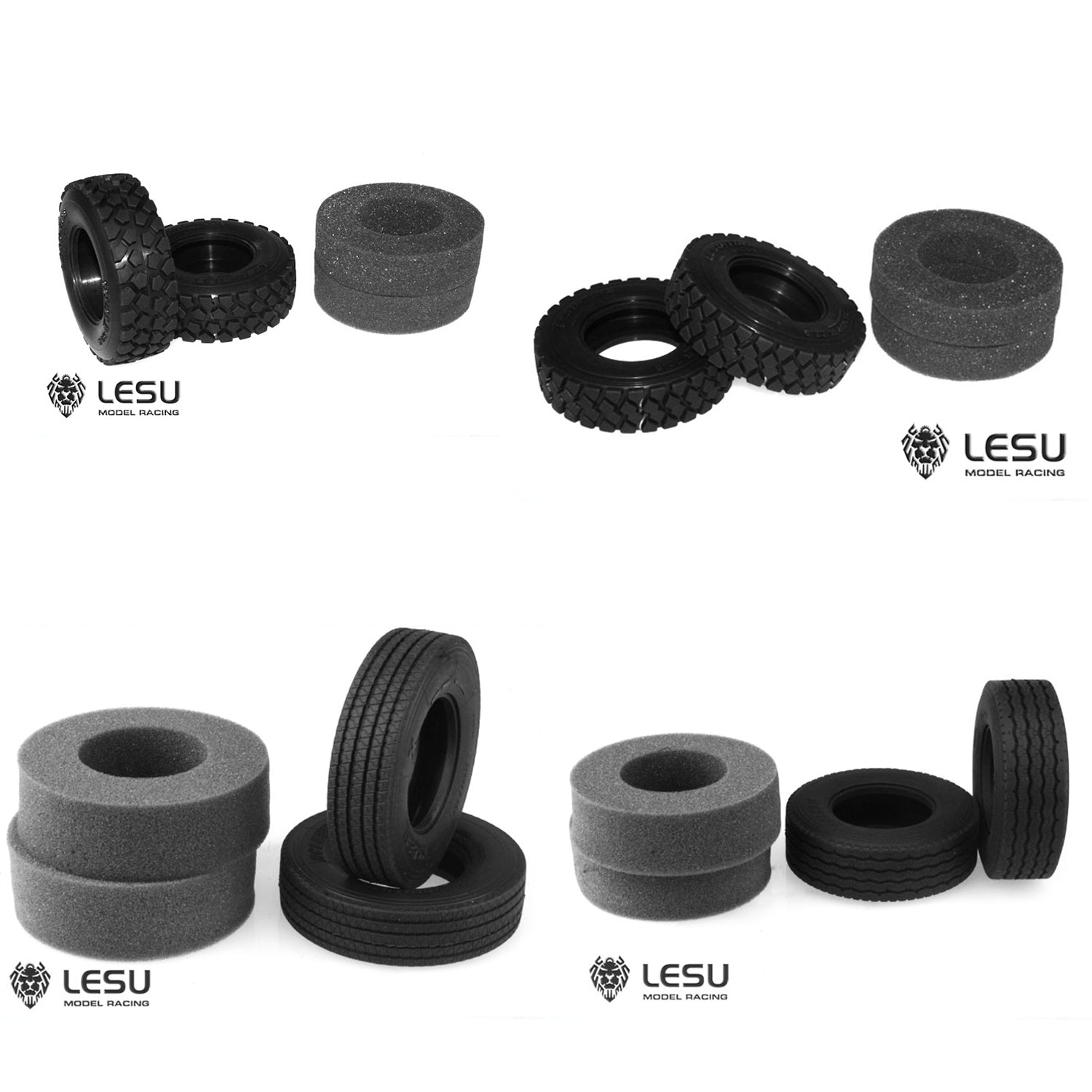 Upgraded 1Pair LESU Rubber Tires for 1/14 Scale RC Tractor Truck - Compatible with TAMIYA Model Cars, Hydraulic Dumper Trailers & Remote Control Tippers - Durable Off-Road Performance for RC Construction Vehicle Enthusiasts