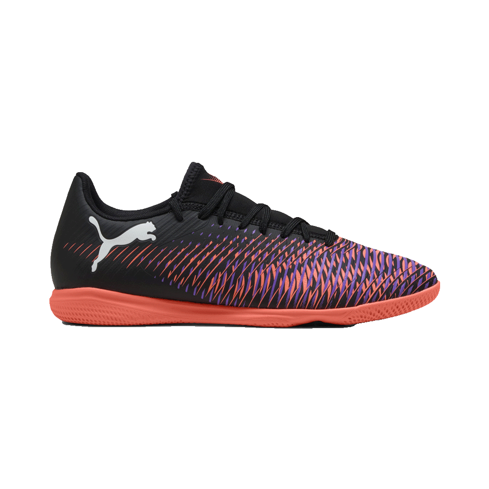 Puma Future 8 Play IT Indoor Football Shoes for Men - Black/Glowing Red - Lightweight Soccer Cleats with Enhanced Grip - Perfect for Indoor Training & Futsal Matches