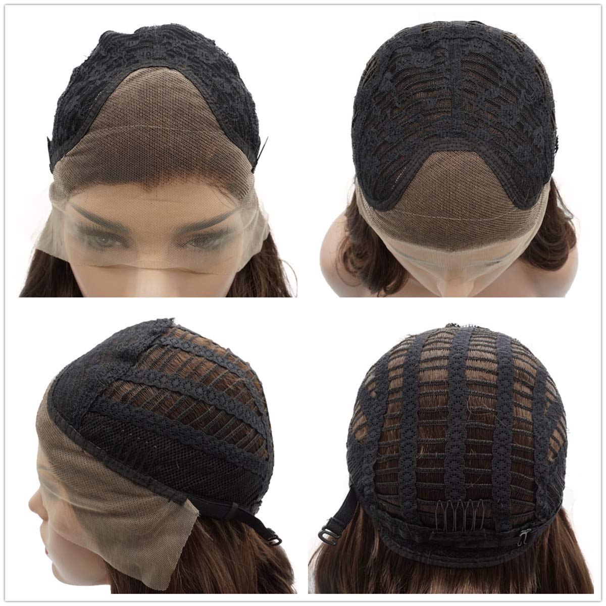 24 Inch Heat Resistant Synthetic Lace Front Wig - Straight Long Brown Mix Heavy Density Hair for Everyday Wear & Cosplay