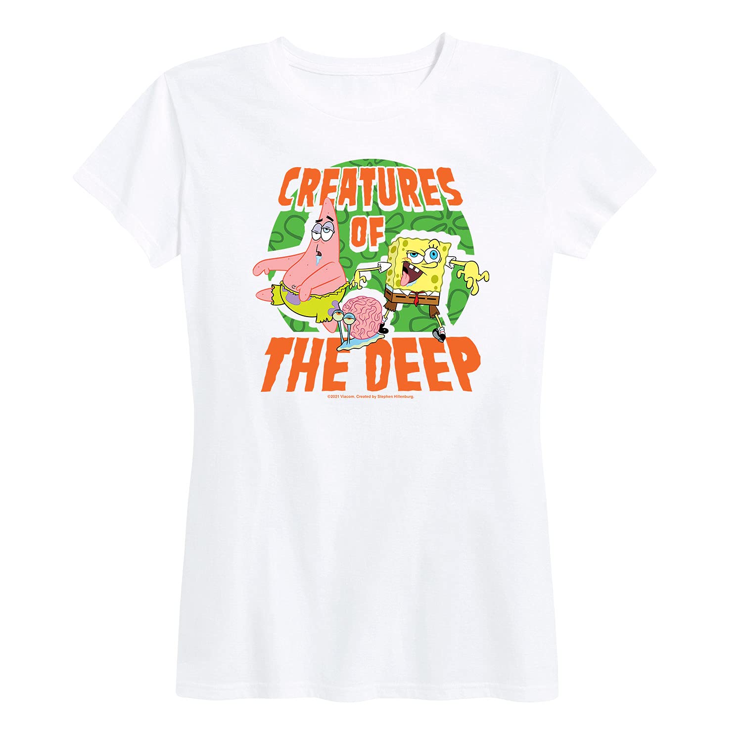 HYBRID APPAREL Spongebob Squarepants Creatures of The Deep Women's Short Sleeve Graphic T-Shirt - Casual Summer Tee for Beach Outings & Cartoon Lovers