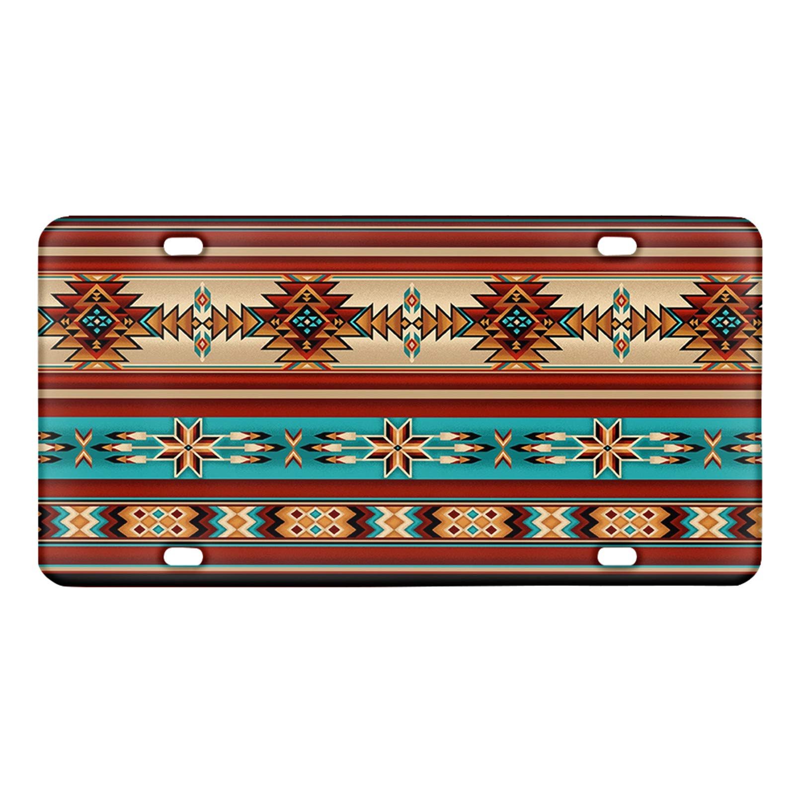 Universal Metal License Plate Frame - 12x6 Inch American Auto Vanity Plate Cover with African Tribal Design - Durable Car Accessory Gift for Men & Women - Perfect for Jeep, Truck, and SUV Customization