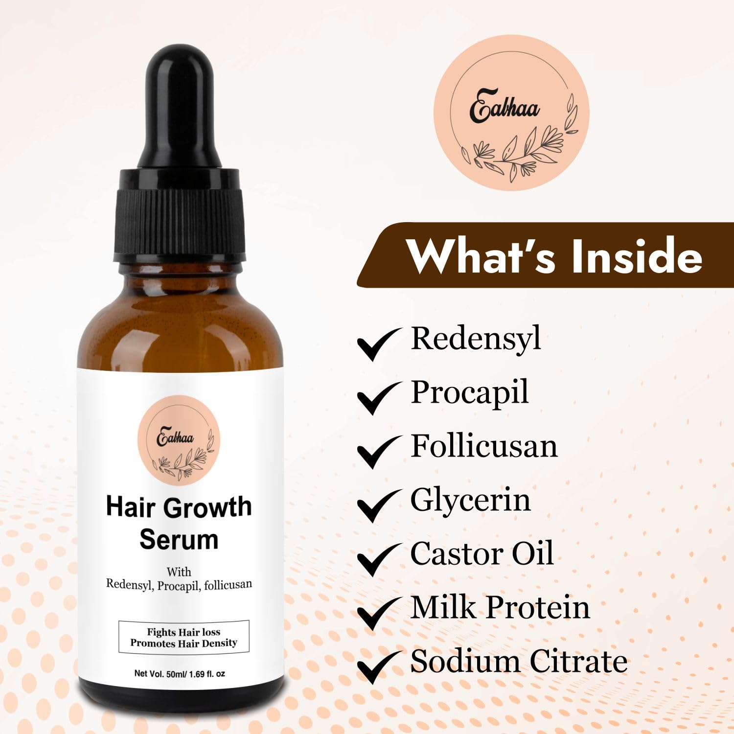Eabhaa Procapil & Redensyl Hair Growth Serum with Follicusan - 50ml Anti Hair Loss Treatment for Women & Men - Promotes Thicker, Healthier Hair for Daily Scalp Care & Styling