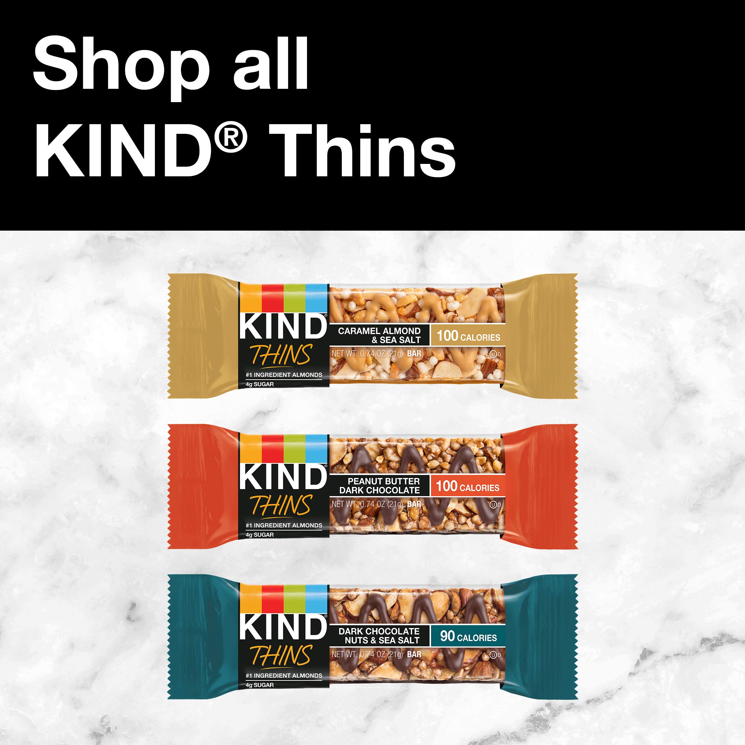 KIND THINS Peanut Butter Dark Chocolate Bars - Gluten Free, Low Sugar Snacks (60 Count, 0.74 OZ Each) - Perfect for Office, Travel & Healthy On-the-Go Snacking