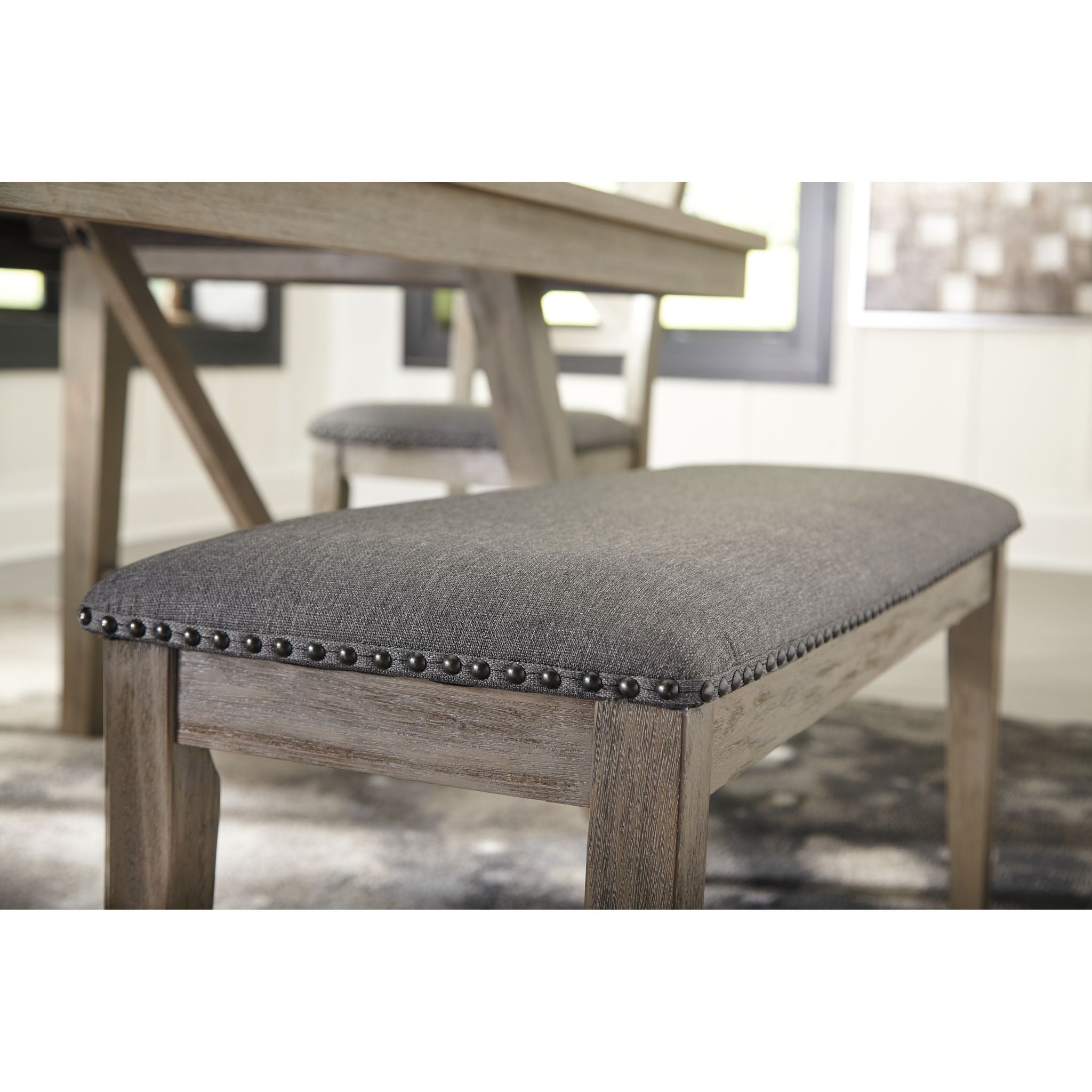 Aldwin Bench - Modern Gray Wooden Bench with Sturdy Metal Legs (D617 00) - Perfect for Entryway, Living Room, or Bedroom Seating