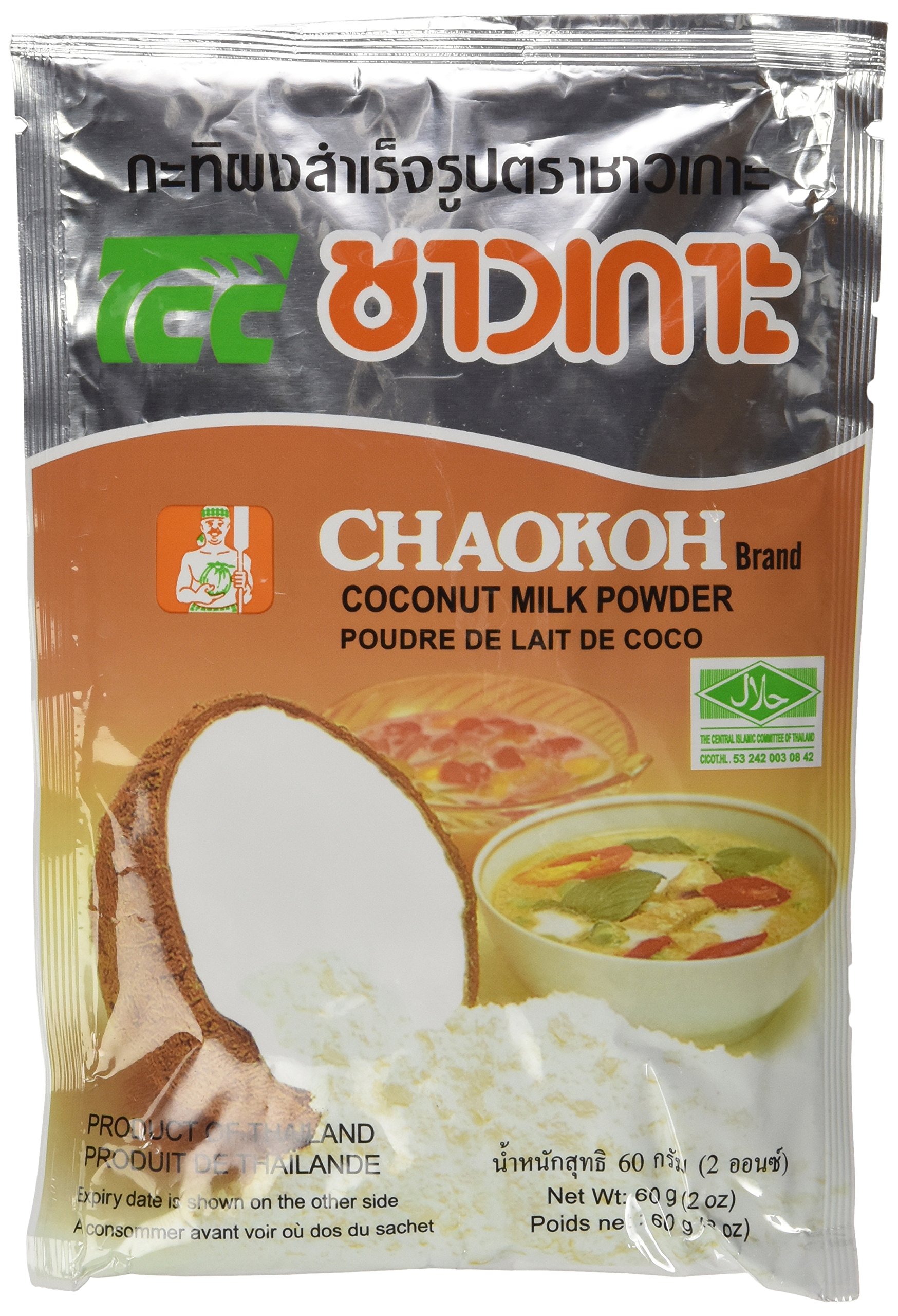 Organic Chaokoh Coconut Milk Powder 60g (Pack of 3) - Premium Instant Coconut Powder for Cooking, Baking, Smoothies & Vegan Recipes - Gluten-Free Dairy-Free Plant-Based Alternative