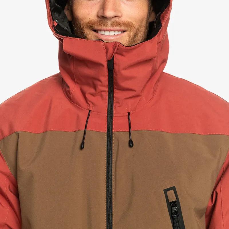 Quiksilver Sycamore Snow Jacket for Men & Women - Waterproof Winter Coat for Skiing, Snowboarding & Outdoor Adventures (Burgundy/Brown/Black)