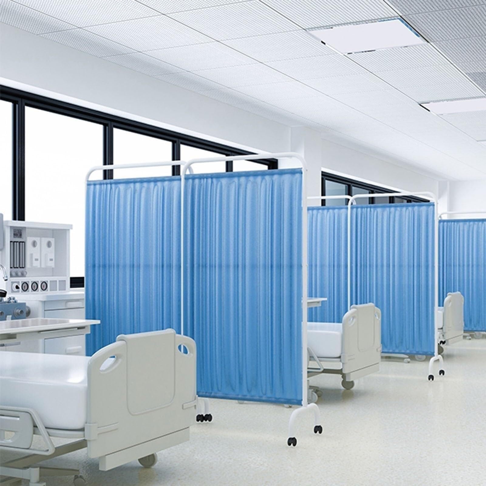 MiroDo 4-Panel Room Divider Screen - Foldable Metal Iron Frame Partition - Portable White Privacy Screen for Clinic, Office, Home & Event Spaces