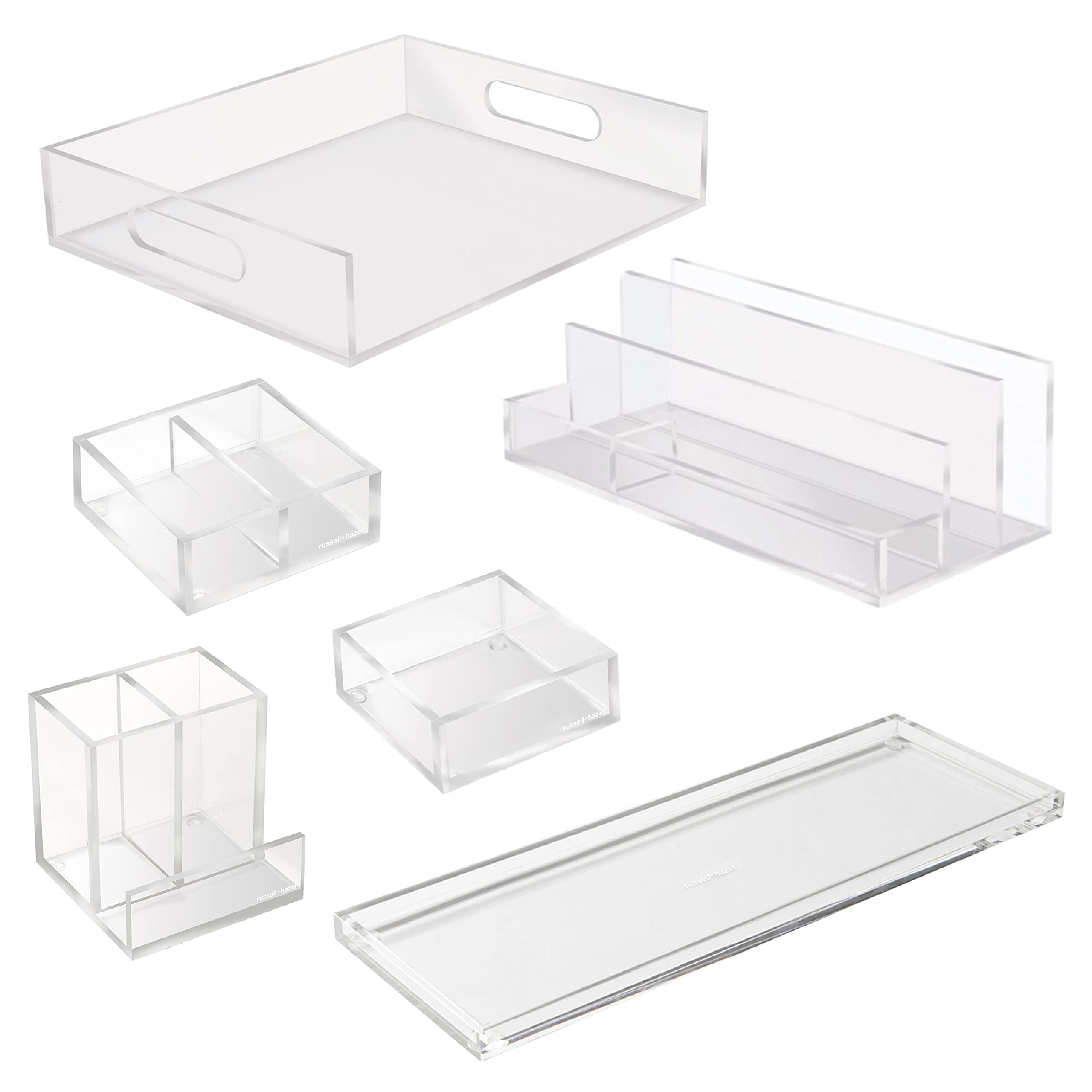 Russell+Hazel Deluxe Desktop Organizer Set - Acrylic Inbox, Collator with Valet & Office Supplies for Home & Office Organization | Perfect for Desk Decluttering & Productivity Boost