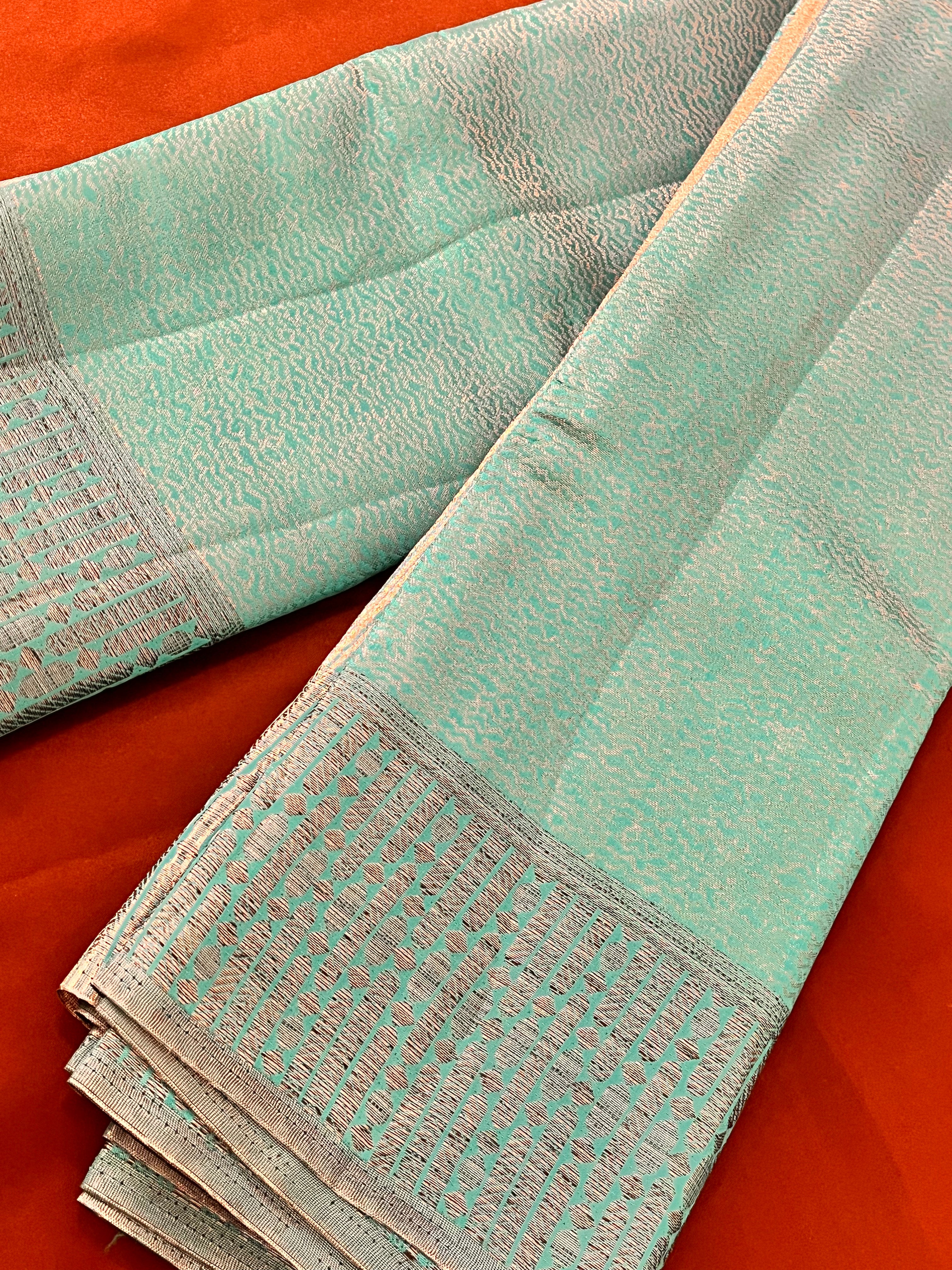 Elegant Teal Blue Silk Saree with Silver Zari Design & Embroidered Pallu - Perfect for Weddings, Parties & Special Occasions
