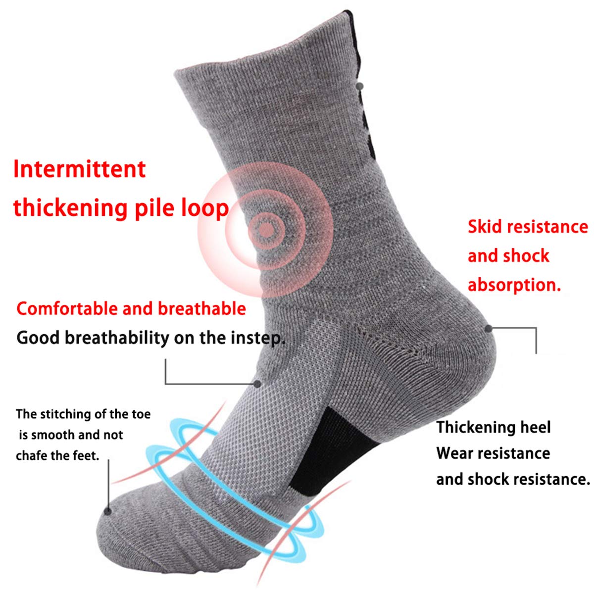**Breathable Basketball Socks for Men & Women - 4 Pack Thick Compression Crew Socks for Running, Sports & Outdoor Activities - Perfect for Gym, Training & Daily Wear**