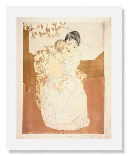 Mary Stevenson Cassatt Maternal Caress Art Print - Famous Impressionist Painting for Home & Office Decor - Perfect for Living Room, Bedroom, or Gallery Wall Display
