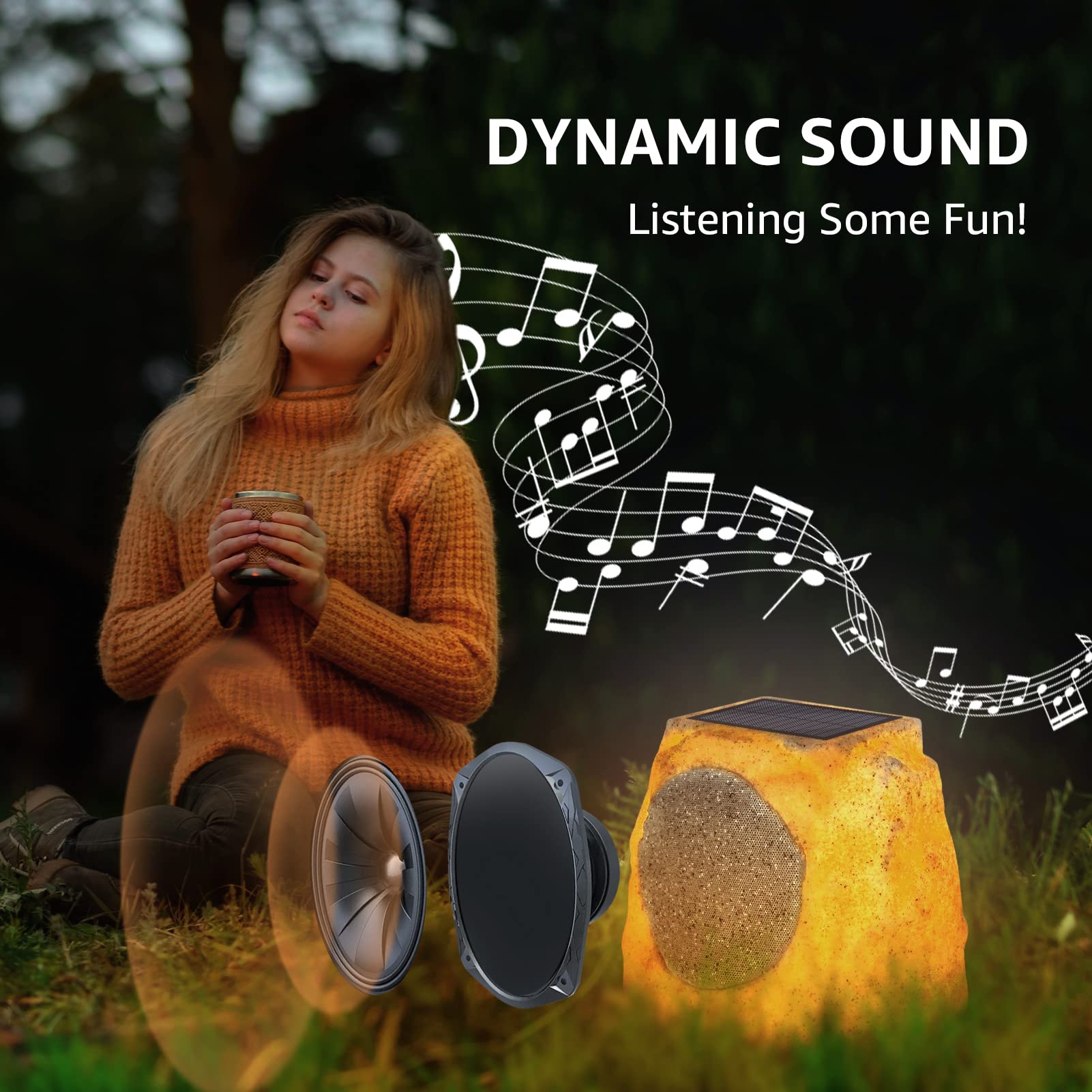 Outdoor Rock Speaker - Wireless Bluetooth Waterproof Speaker for Garden, Patio, Party, Pool - Perfect for Backyard BBQs, Beach Gatherings & Outdoor Entertainment