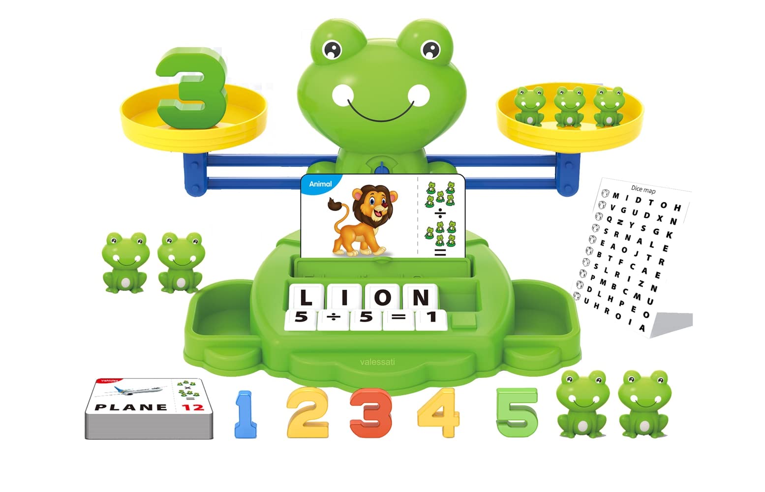 Frog Balance Counting Toys - 69 pcs Math Learning Game for Kids Ages 3-5 | STEM Educational Toys for Toddlers Boys & Girls | Classroom & Homeschool Counting Activity