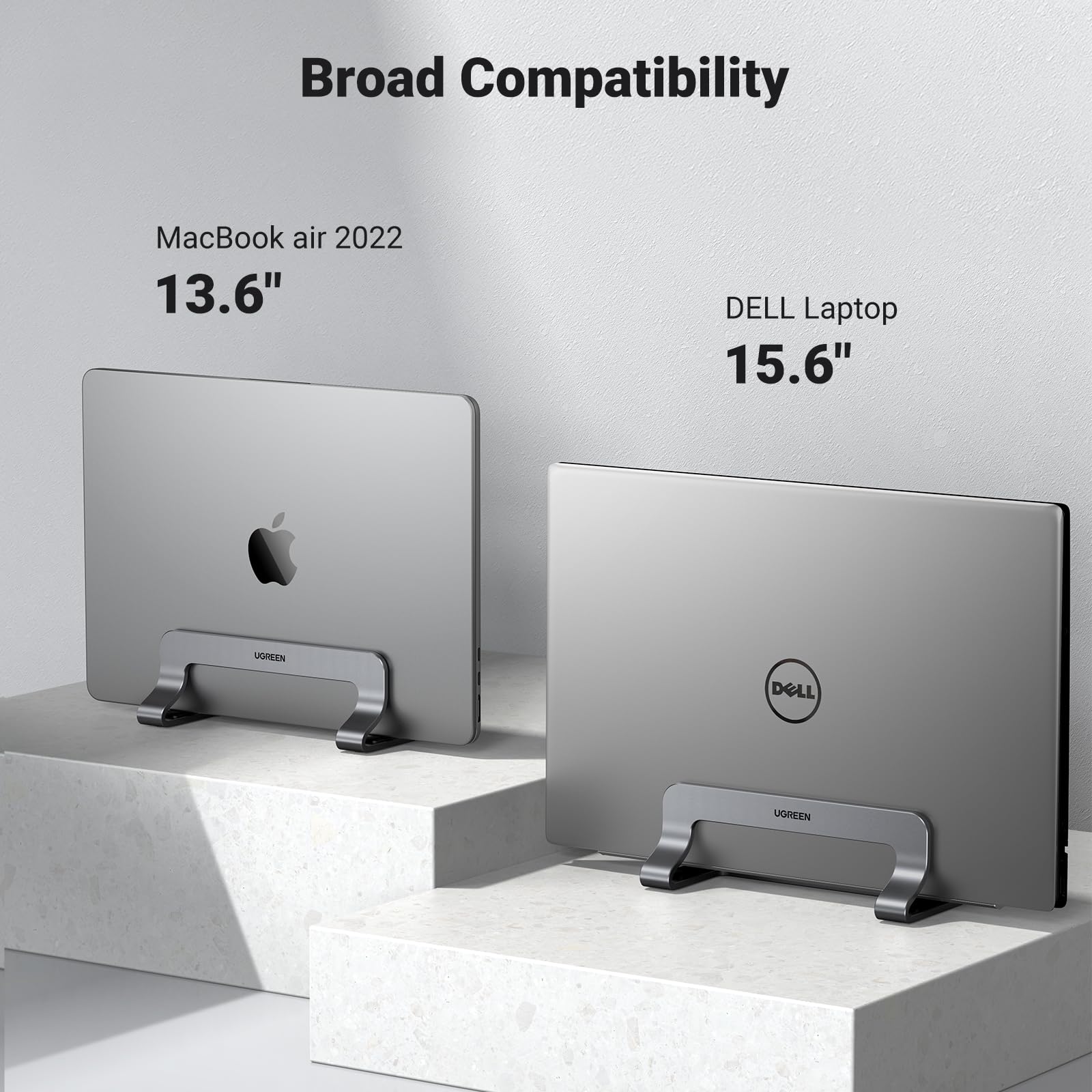UGREEN Vertical Laptop Stand Holder - Adjustable Aluminum Desktop Organizer for MacBook Pro/Air & 17.3
