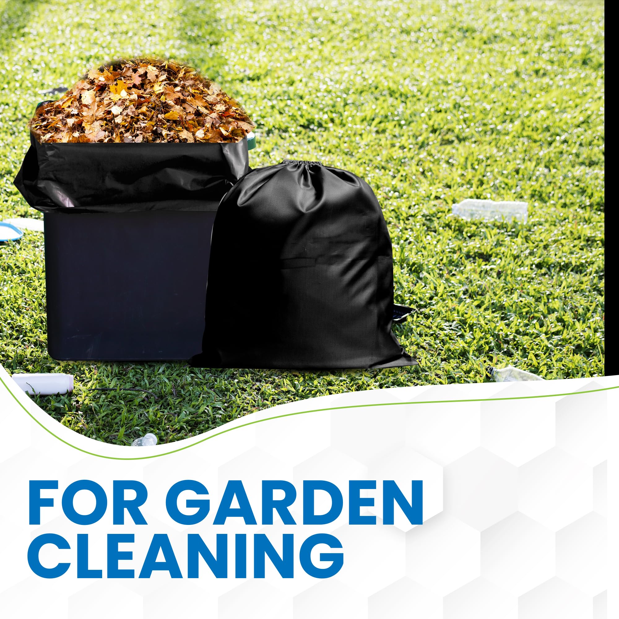 Premium Heavy Duty Trash Bags with Strong Drawstring - 13 Gallon Extra Thick Garbage Bags for Lawn, Yard, Home, Office & Commercial Use - Leakproof Outdoor/Indoor Waste Disposal Bags - Perfect for Kitchen, Bathroom, Garage & Camping