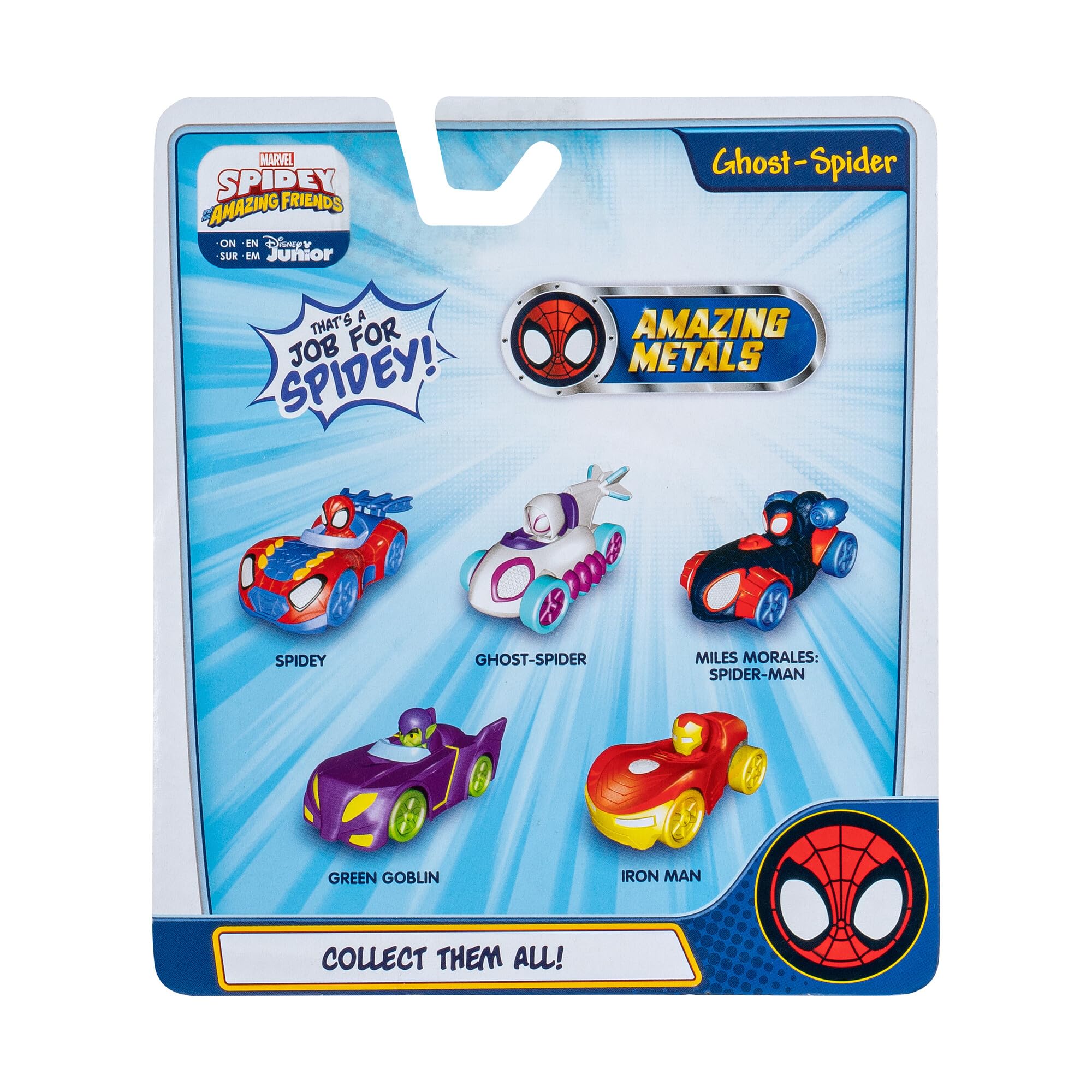 Spidey and His Amazing Friends 1:64 Scale Ghost-Spider Amazing Metals Race Car Toy - Collectible Die-Cast Vehicle for Kids, Marvel Superhero Fans & Action Figure Play Sets