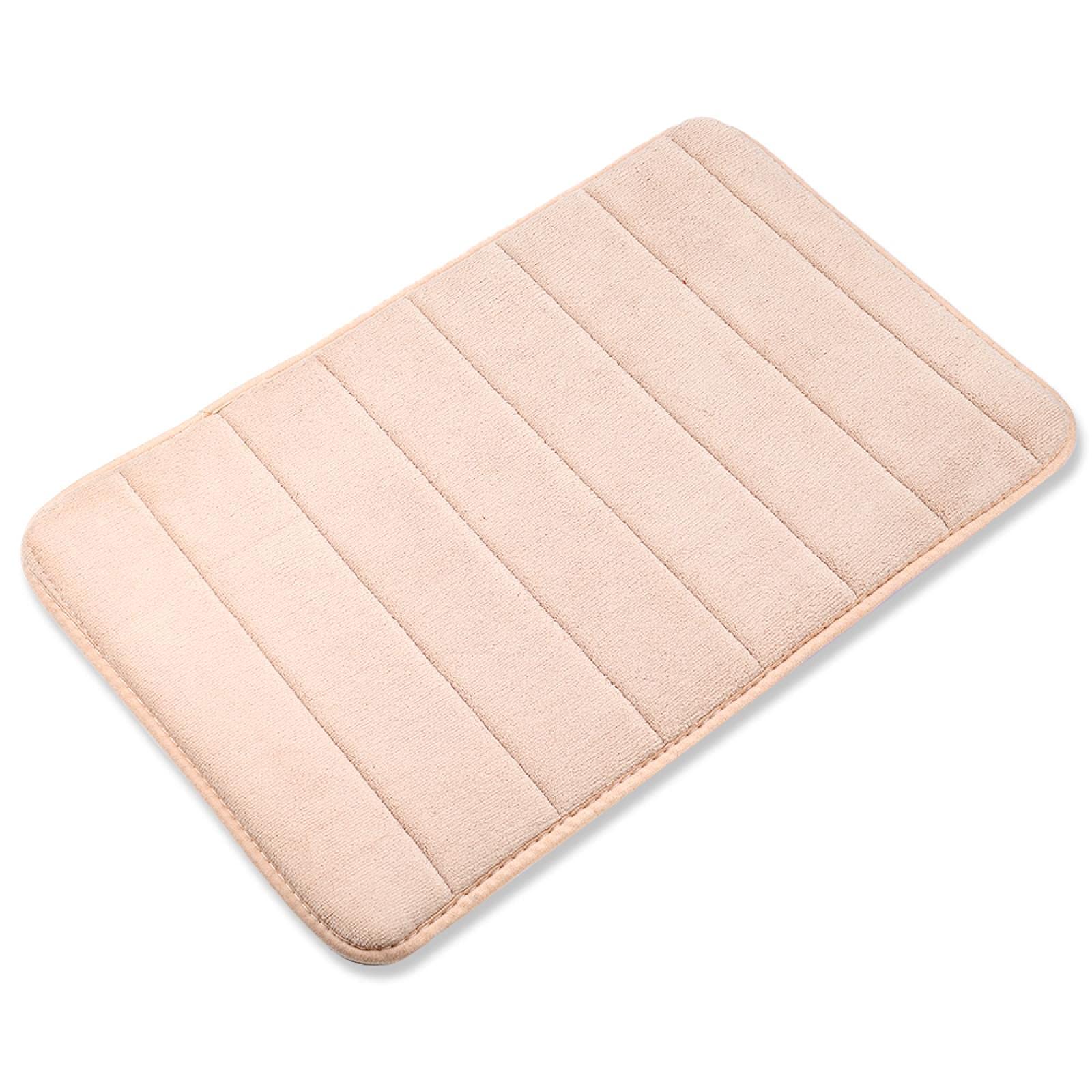 Premium Coral Fleece Bath Mat - Super Absorbent, Non-Slip Memory Foam Bathroom Rug - Soft & Washable Toilet Floor Mat for Bathroom Safety (Khaki) - Perfect for Bath, Shower & Vanity Areas