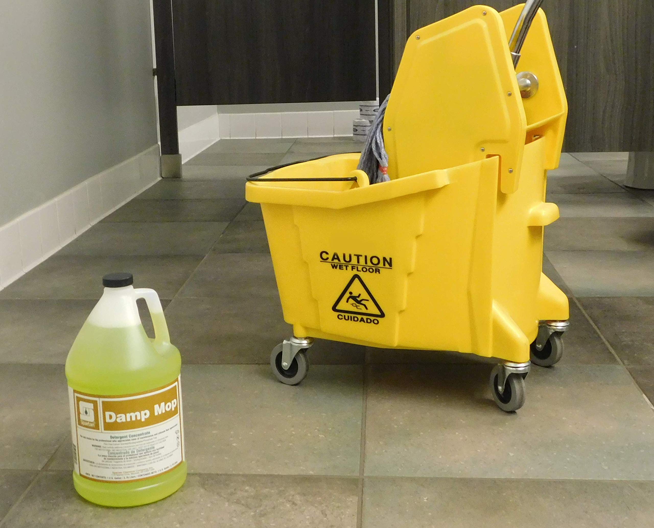 1 Gallon Spartan Damp Mop Cleaner - 4 Pack Commercial Floor Cleaning Solution for Hospitals, Schools & Offices - Heavy Duty Bucket Refill for Wet Mops