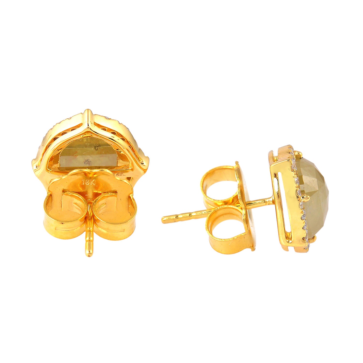 18K Yellow Gold Prong Ice Diamond Minimal Stud Earrings - Elegant Christmas Gift for Women, Anniversary, Birthday & Special Occasions