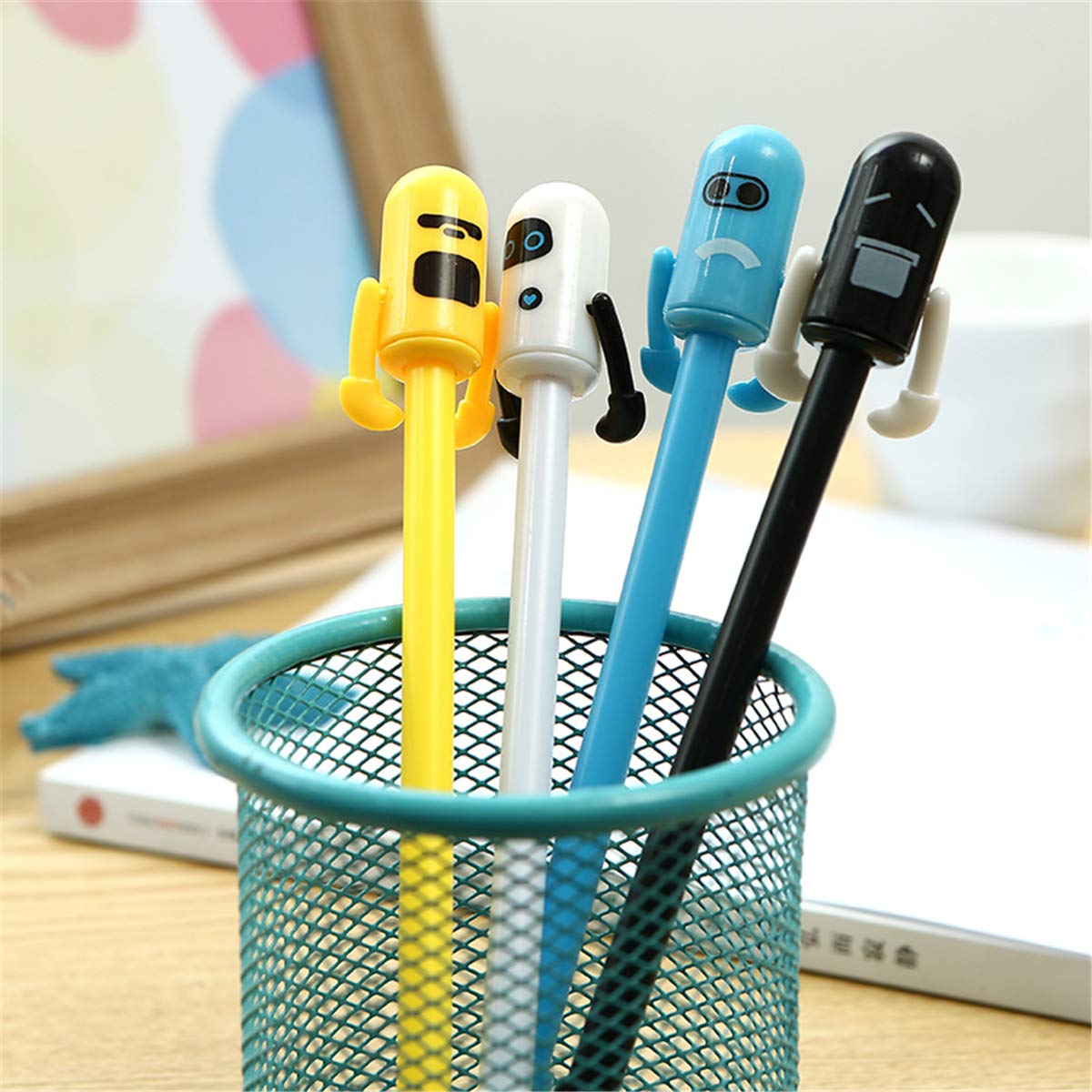 Funny Robot-Shaped Gel Pens - 10-Pack Cute Cartoon Ballpoint Pens for Kids, Creative Writing & Office Supplies - Perfect for School, Homework, and Gift Giving
